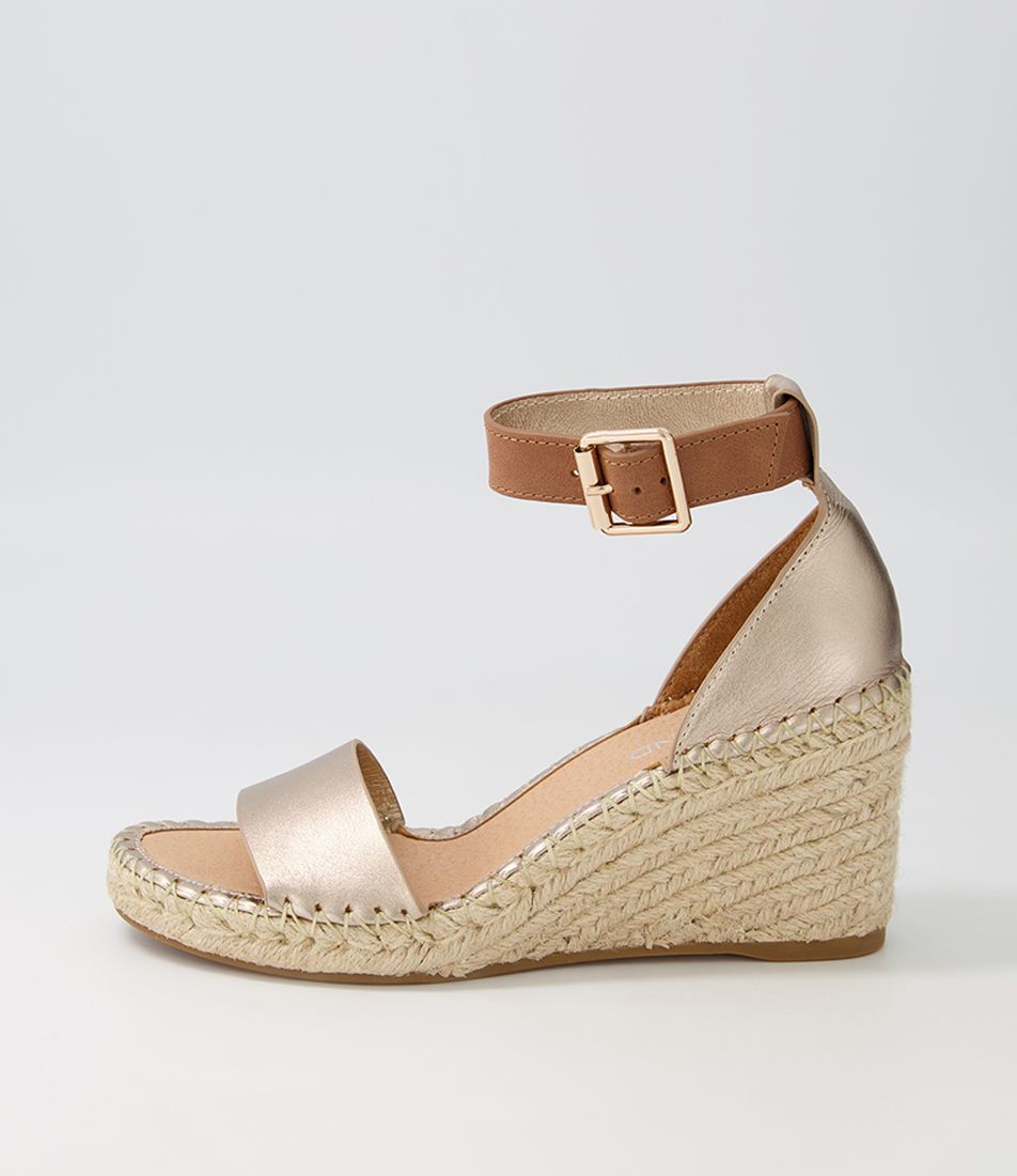 Gonice Champagne Tan Leather Espadrilles