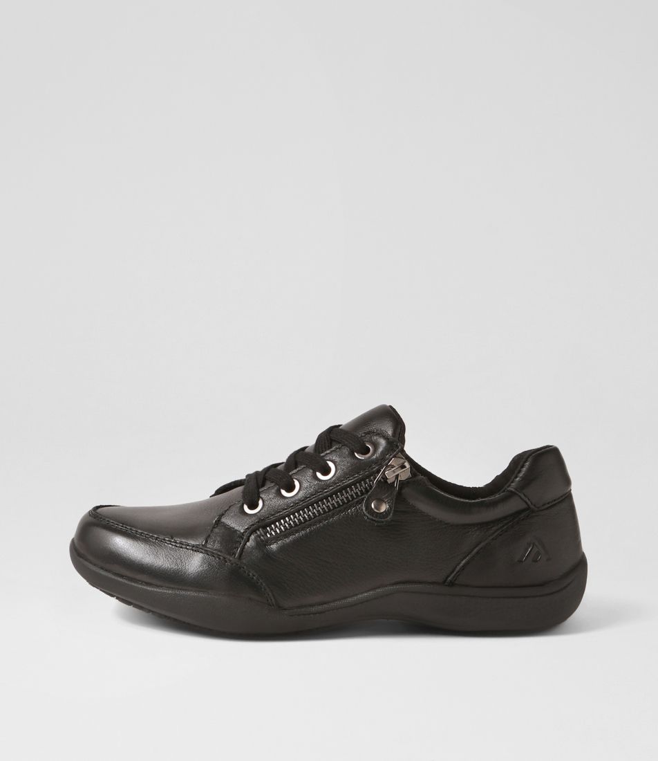 Gleans Black Leather Flat Shoes