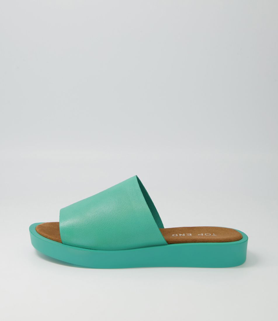 Faron Light Emerald Leather Slides