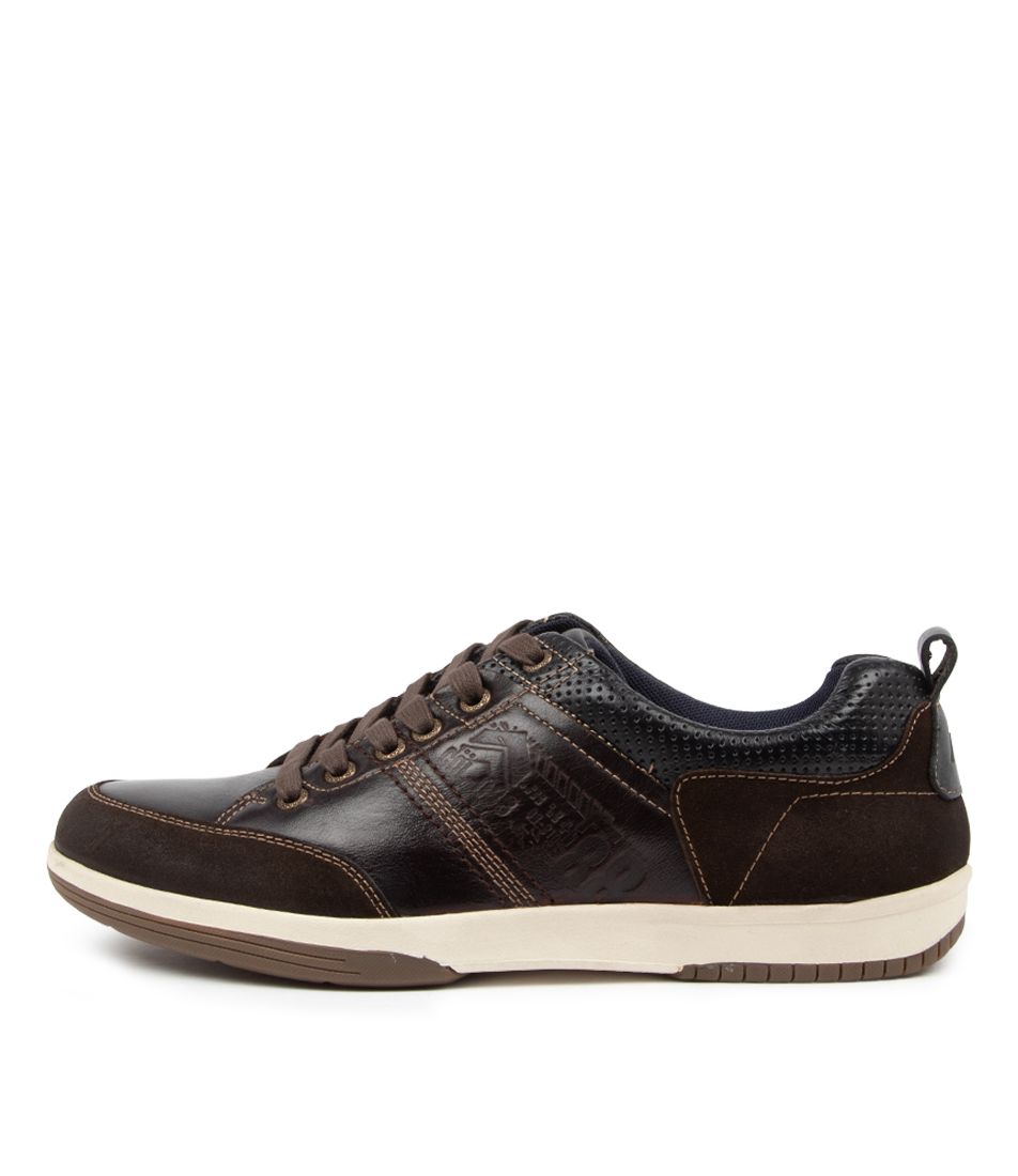 Victor Dk Brown Pull Up Leather Sneakers