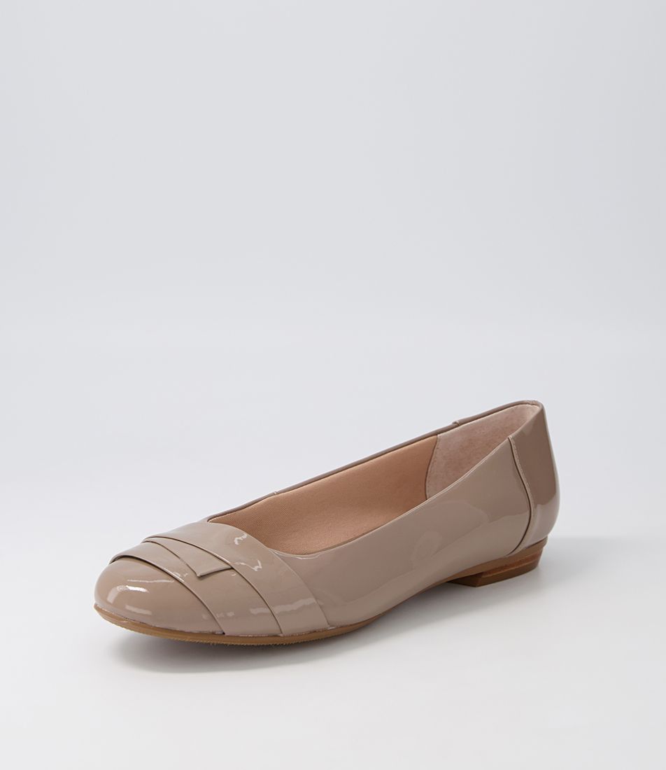 Claudea Light Taupe Patent Leather Ballet Flats