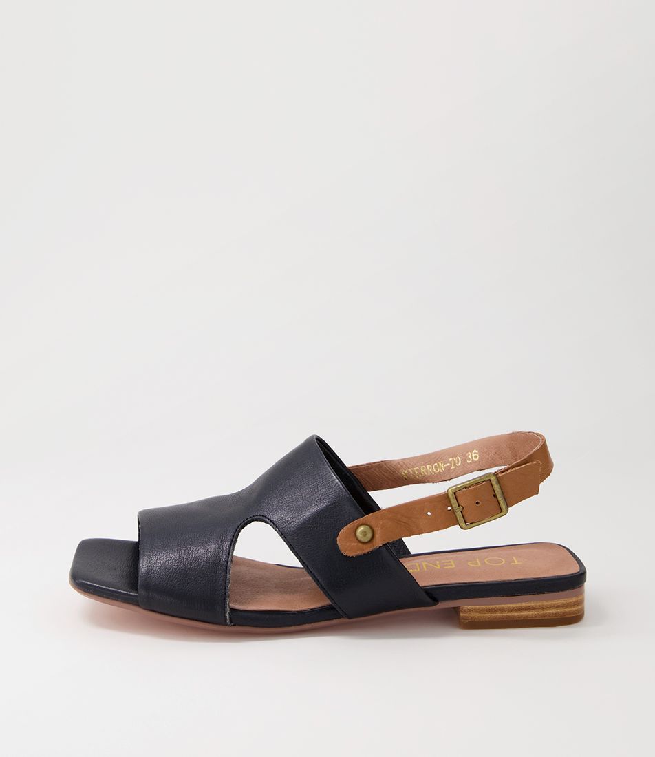 Kierron Black Dark Tan Leather Sandals