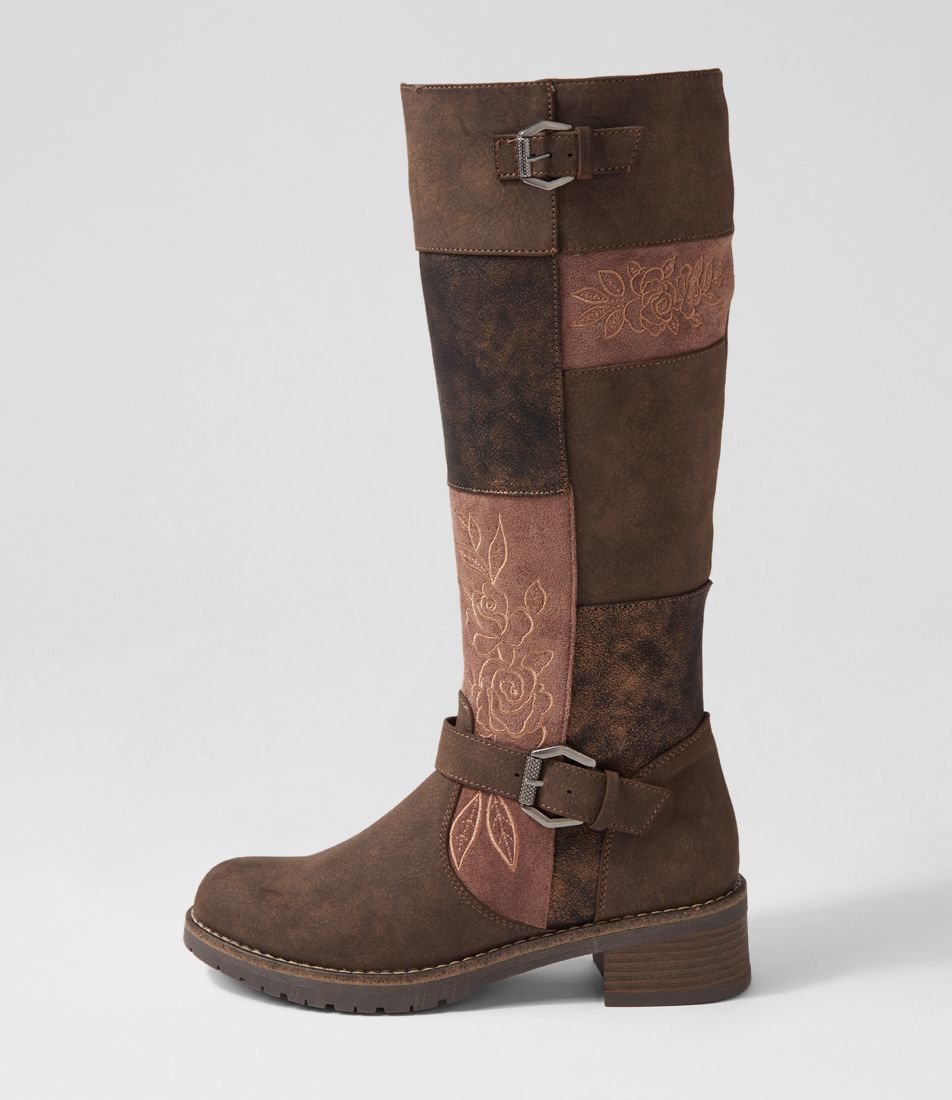 Callage Brown Mix Knee High Boots