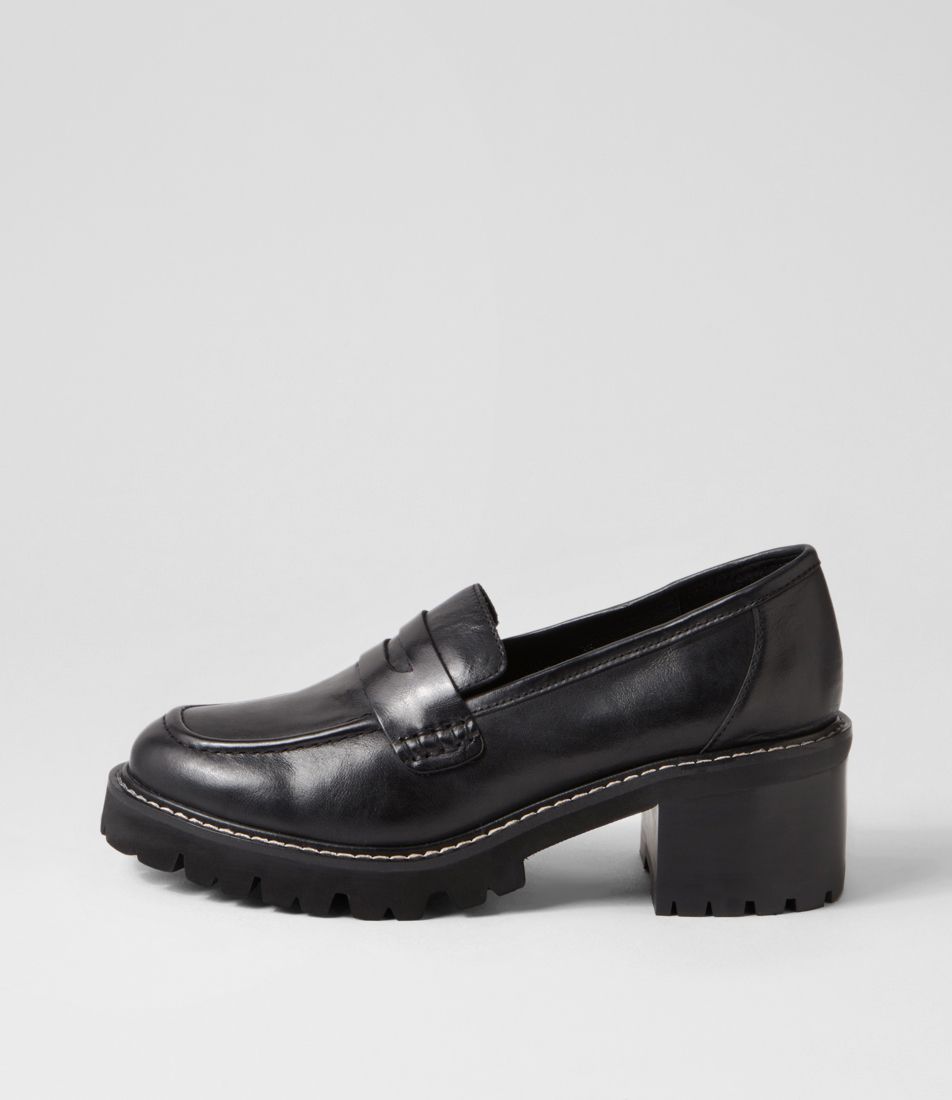 Jinnah Black Leather Heels