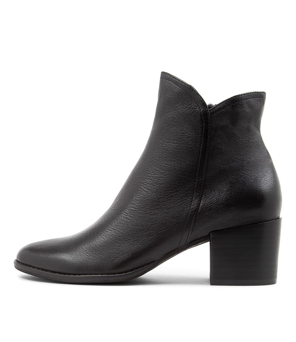 Mocker Black Leather Ankle Boots