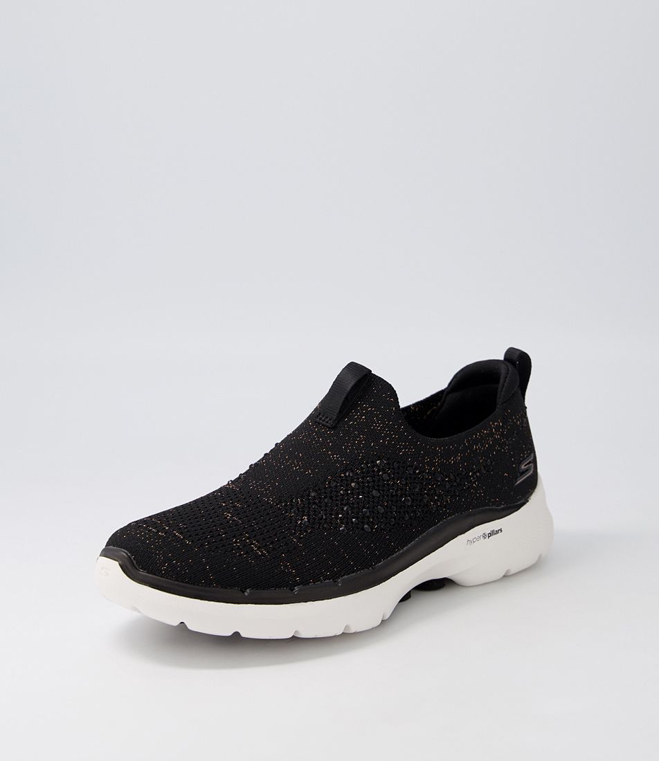 Go Walk 6 Black Rose Gold Sneakers