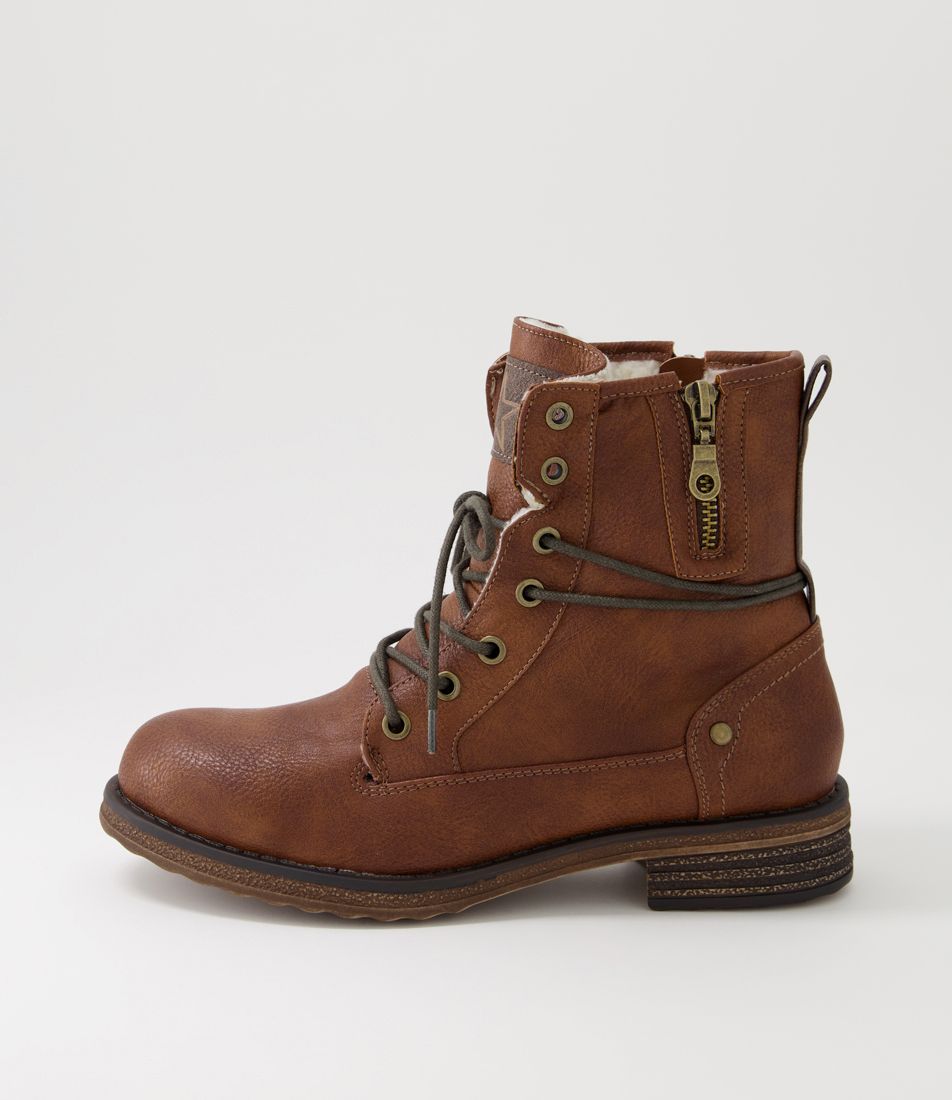Miskeen Tan Lace Up Boots