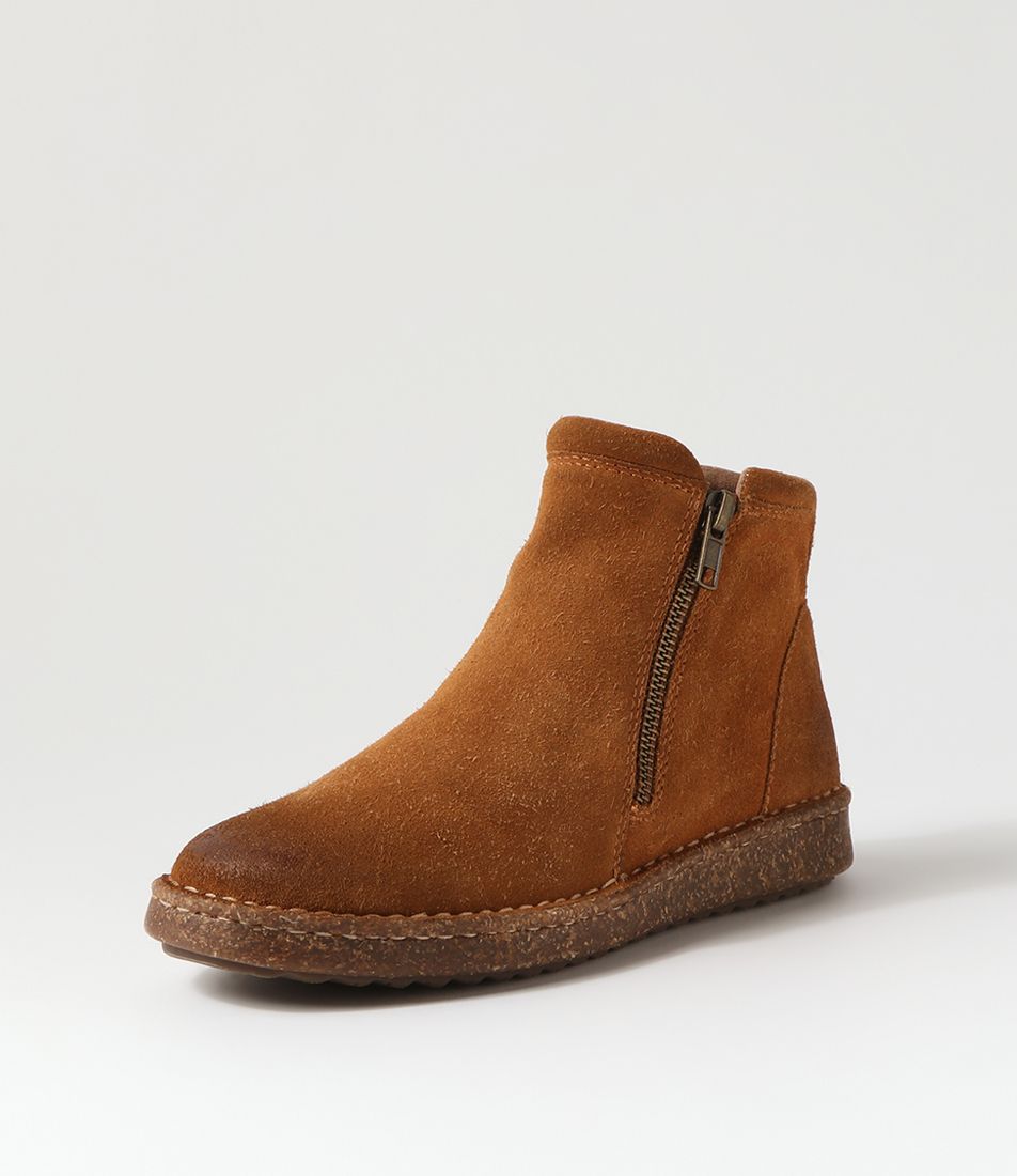 Deeka Tan Suede Ankle Boots