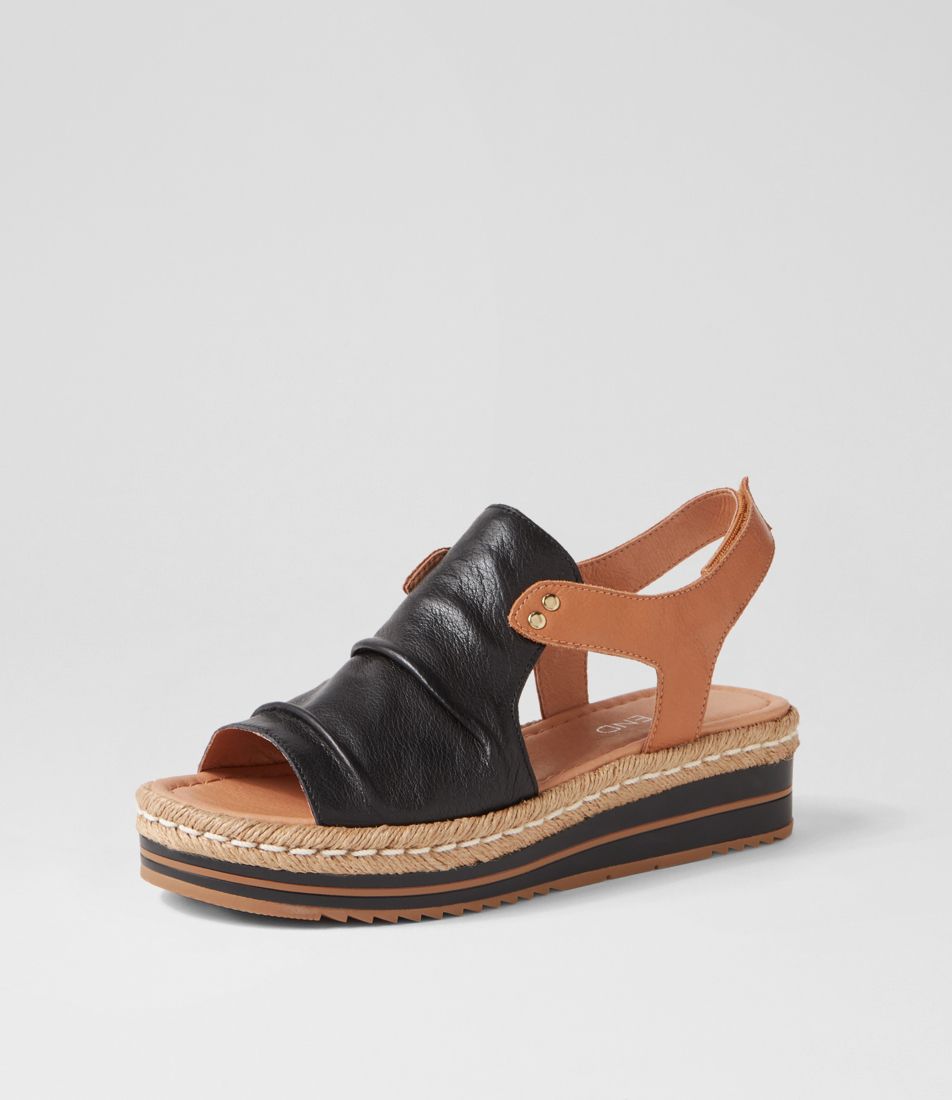 Alora Black Dark Tan Leather Sandals