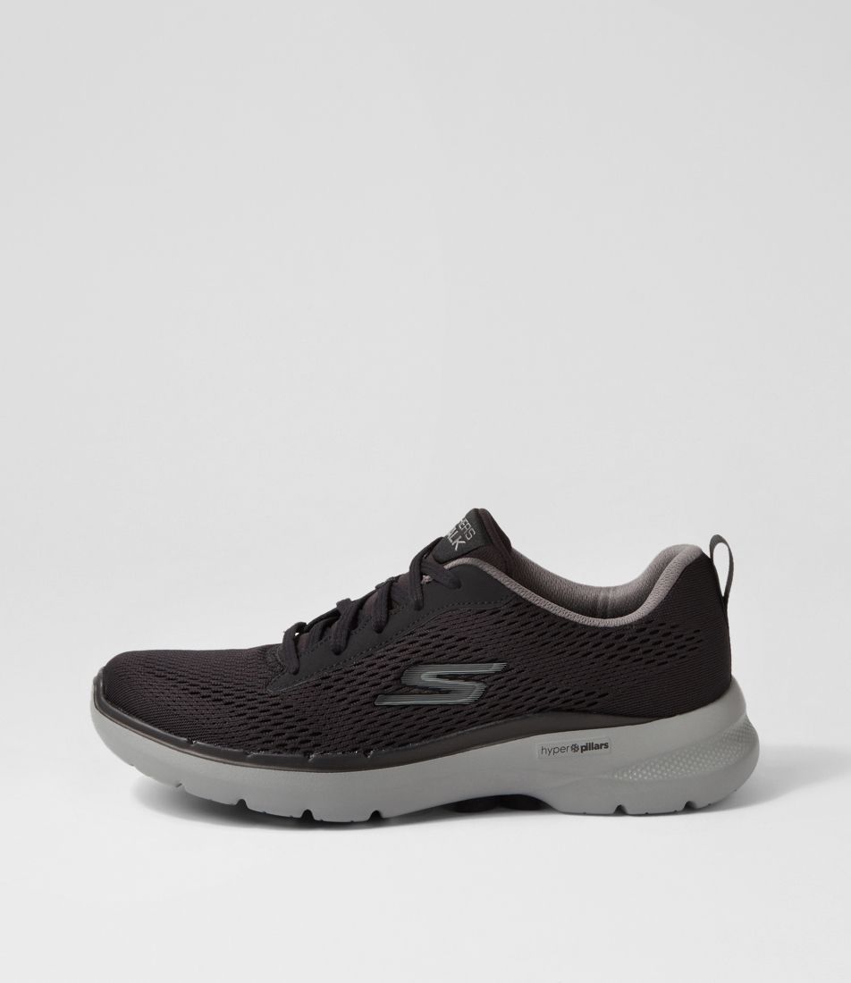 Go Walk 6 A2 Black Grey Mesh Sneakers