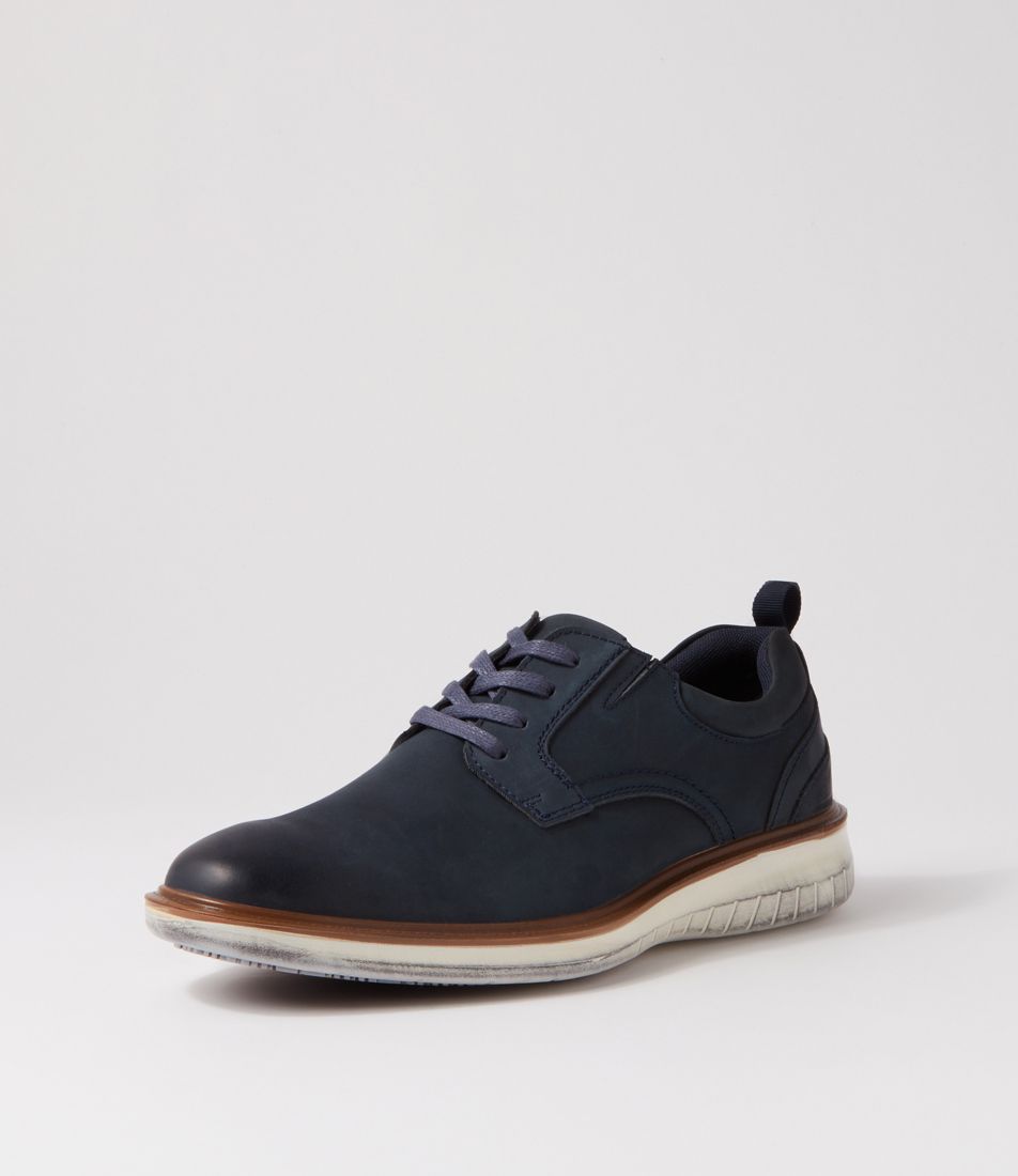 Regan Navy Distressed Sole Nubuck Lace Up Flats