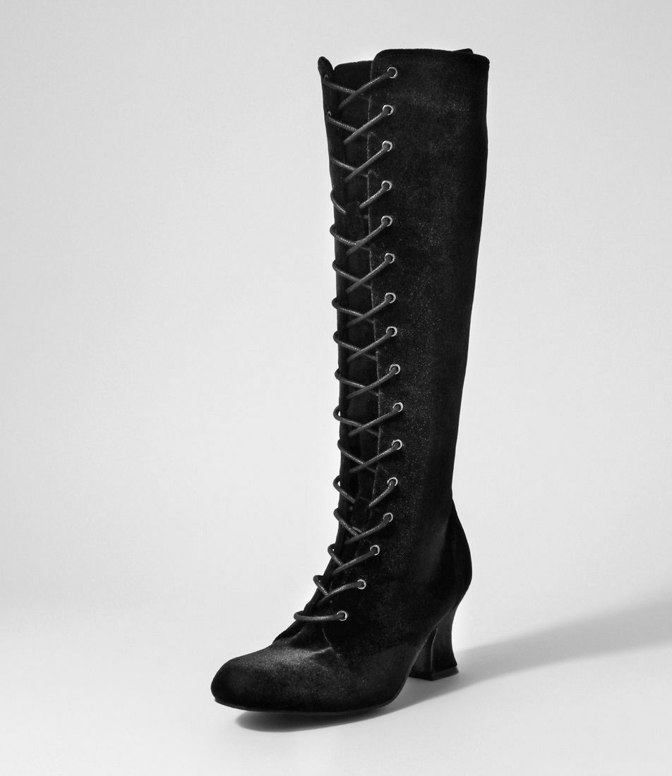 Yarnel Black Velvet Knee High Boots