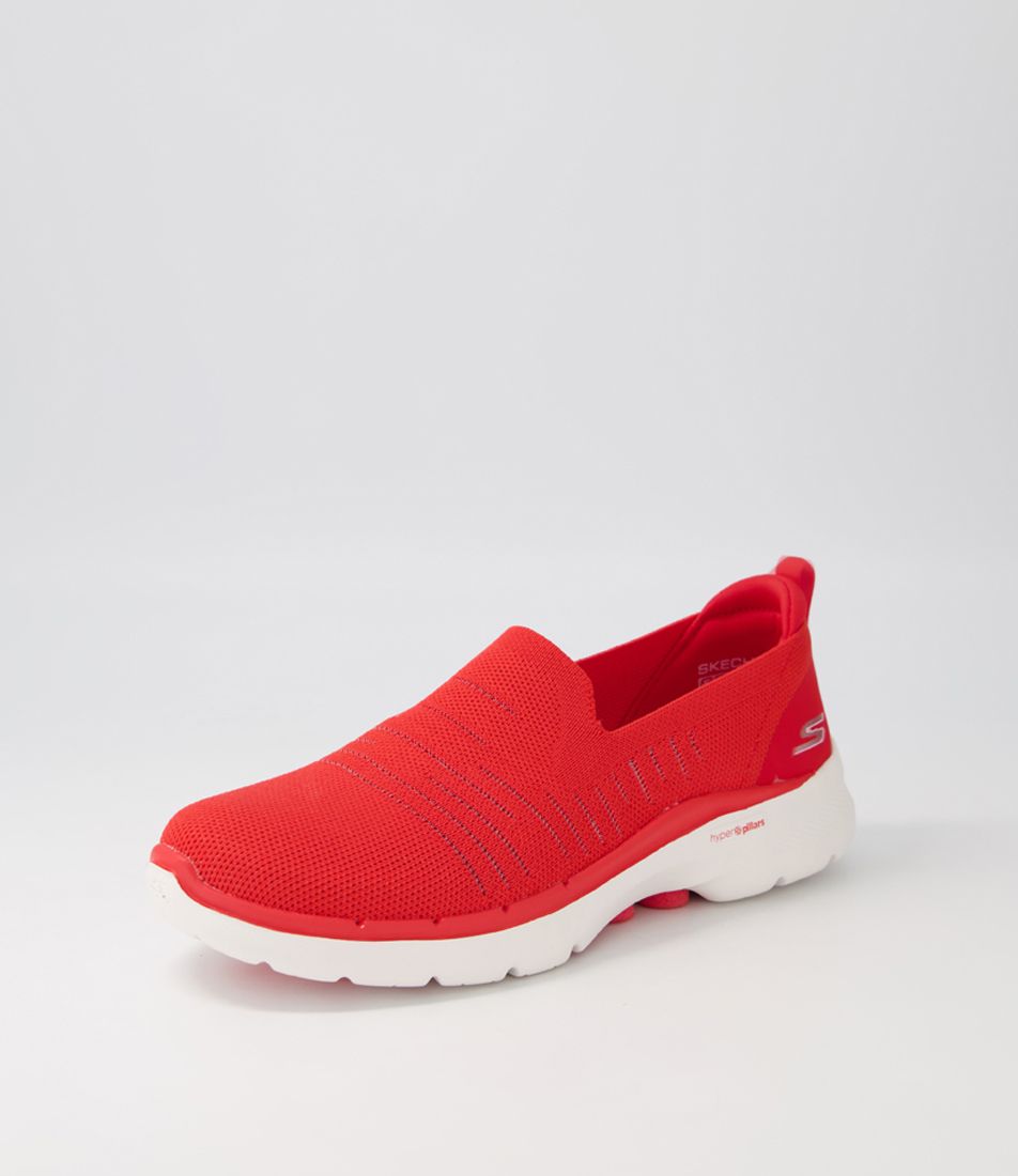 Go Walk 6 Red Mesh Sneakers