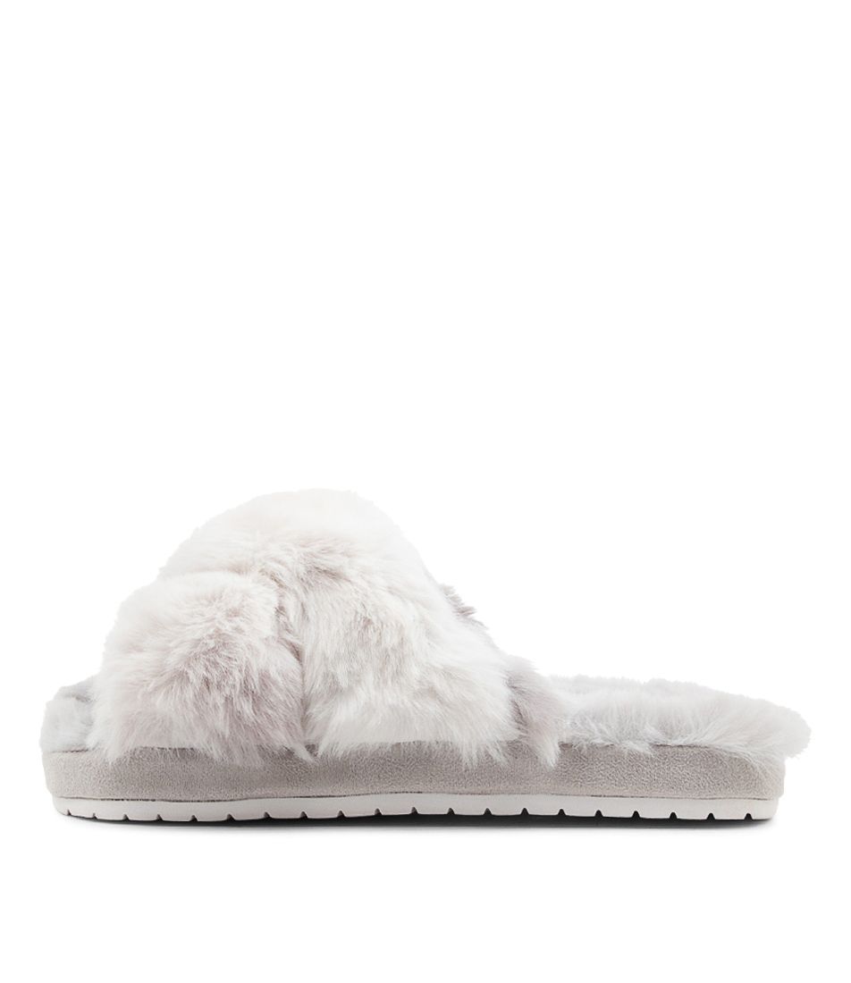 Cozy Slide Grey Faux Fur Sandals