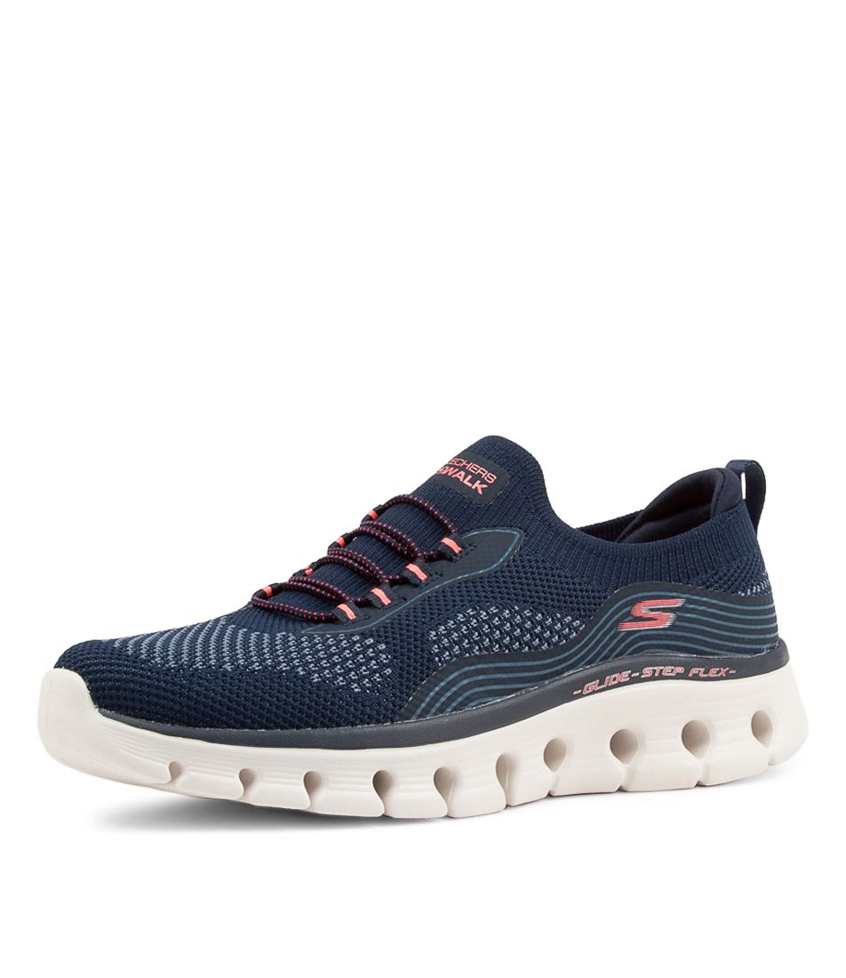 Go Walk Glide Navy Coral Mesh Sneakers