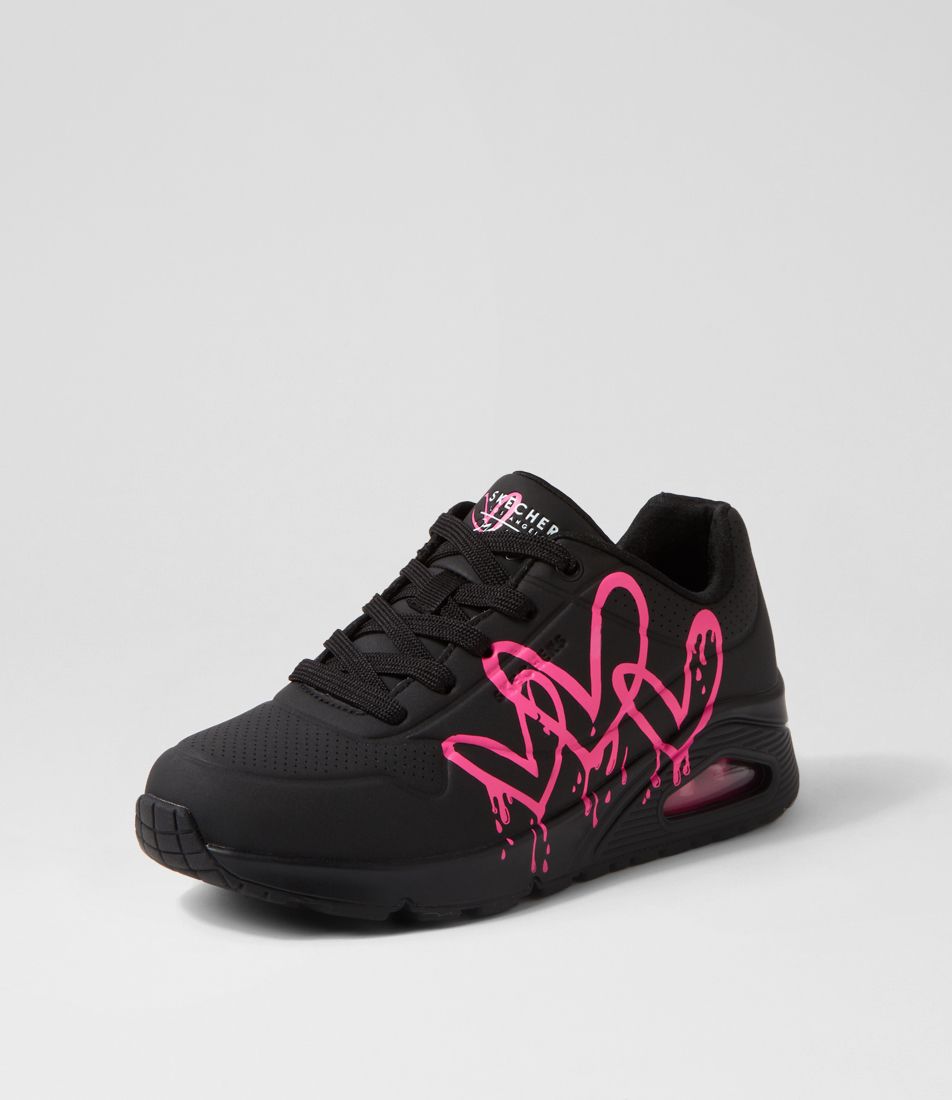 Uno Black Pink Hearts Sneakers