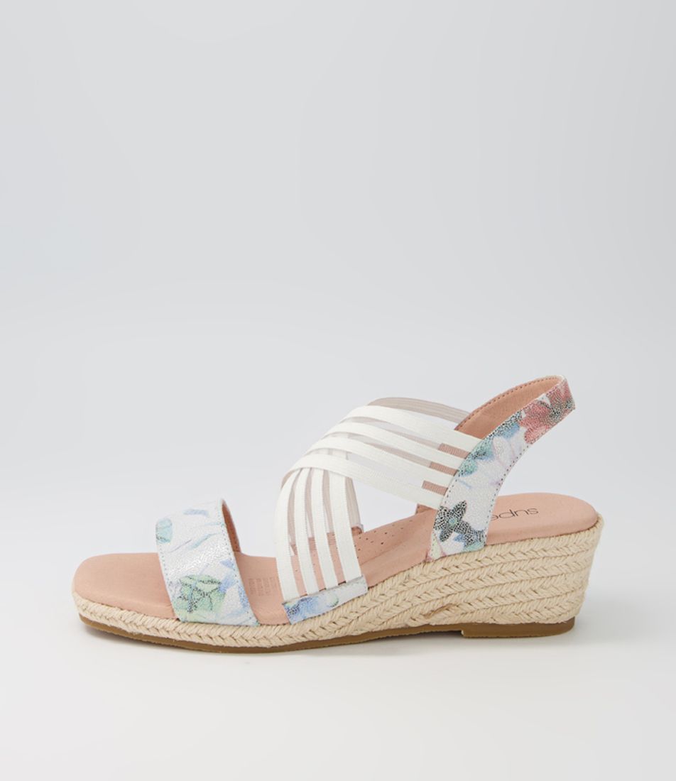 Zola MINT FLORAL-WHITE Leather Elastic Espadrilles