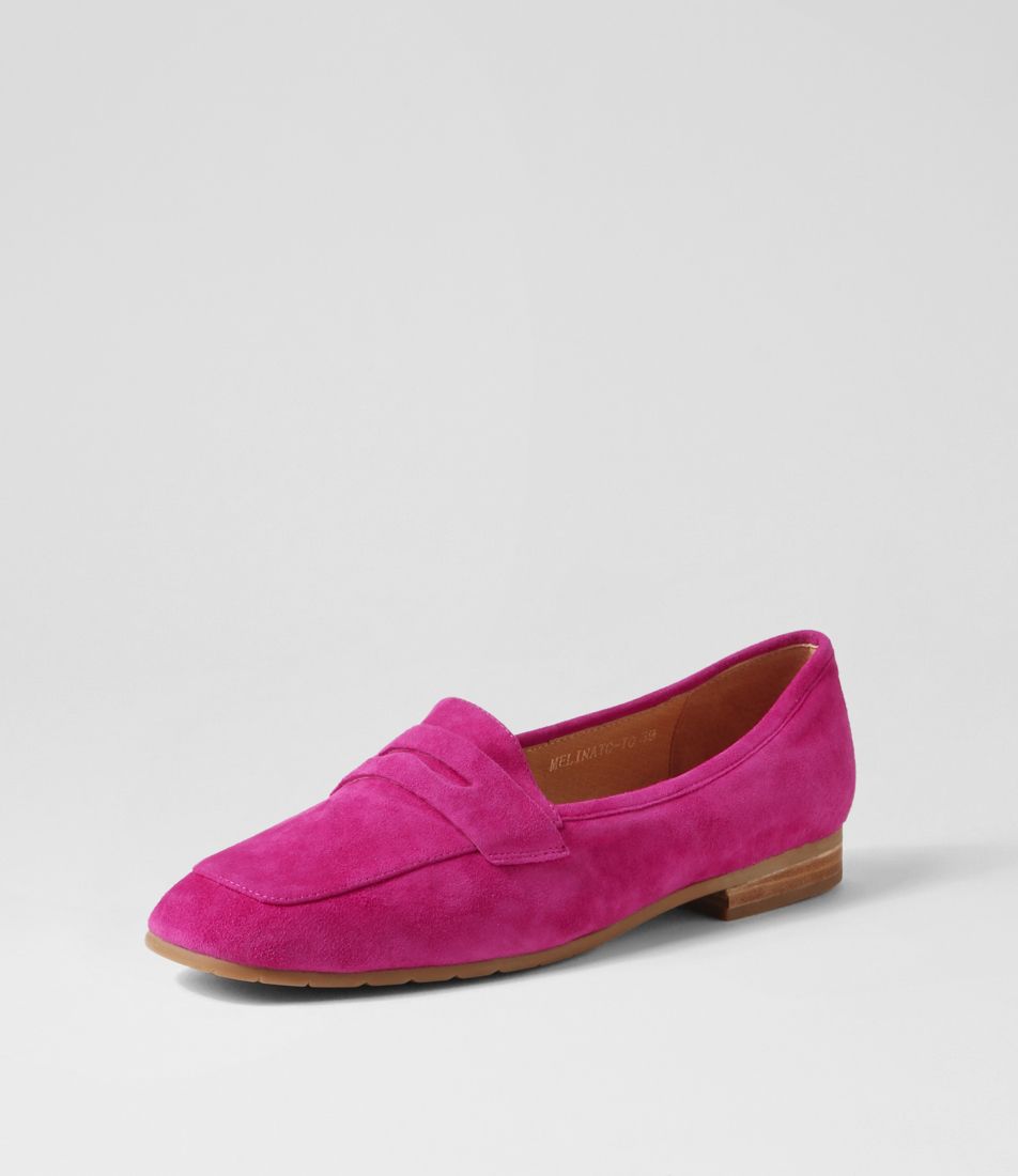 Melinato Fuchsia Suede Loafers
