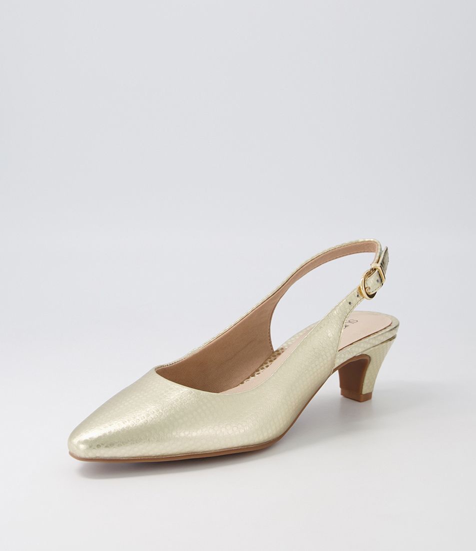 Linden3 Platinum Snake Leather Heels