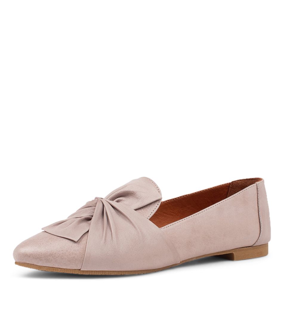 Lunna Light Grey Leather Loafers