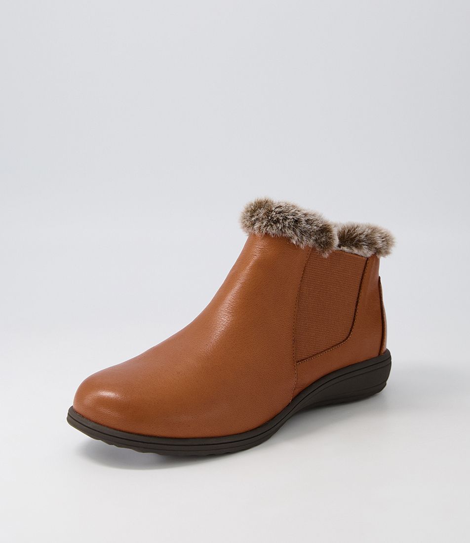 Korrinas Tan Leather Ankle Boots