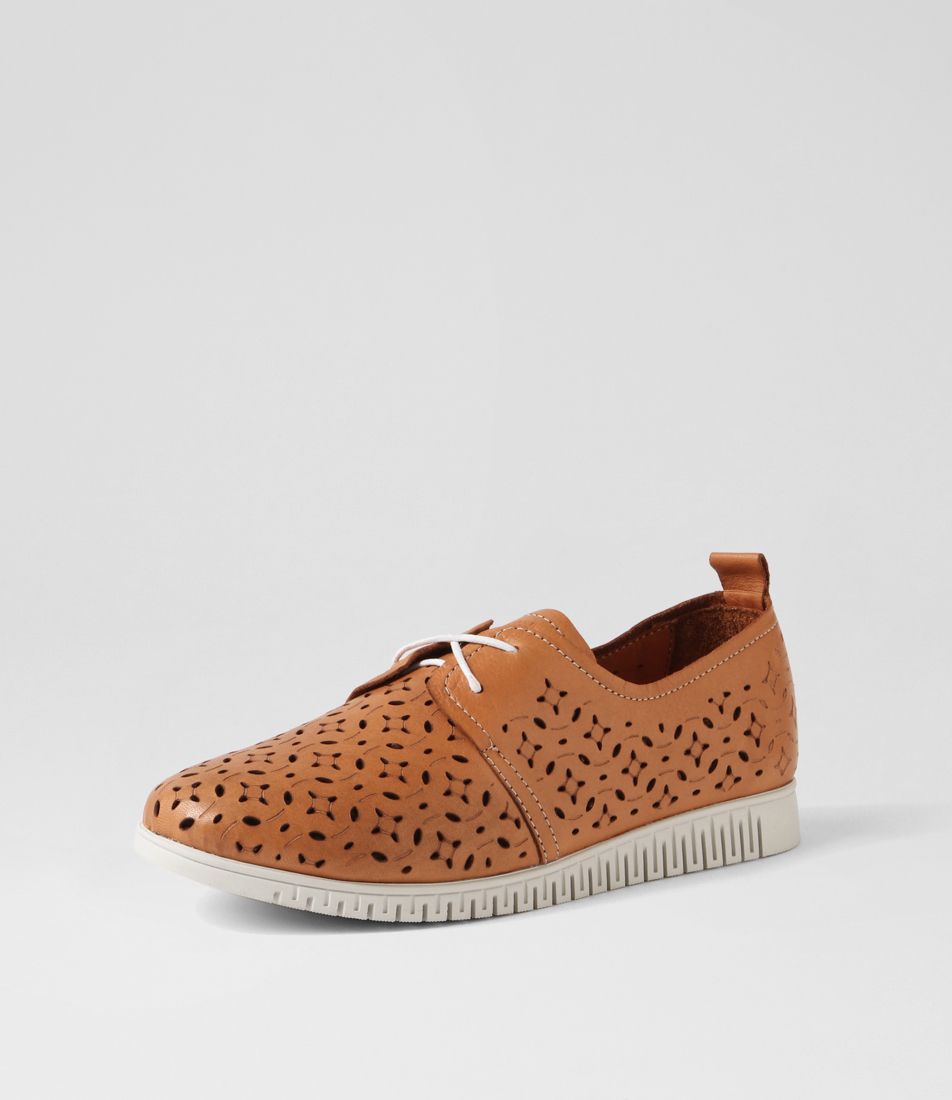 Jayva Tan Leather Lace Up Flats