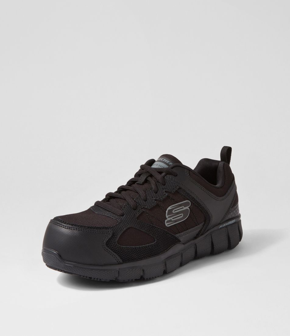 Skx Work Athletic Black Mesh Lace Up Flats
