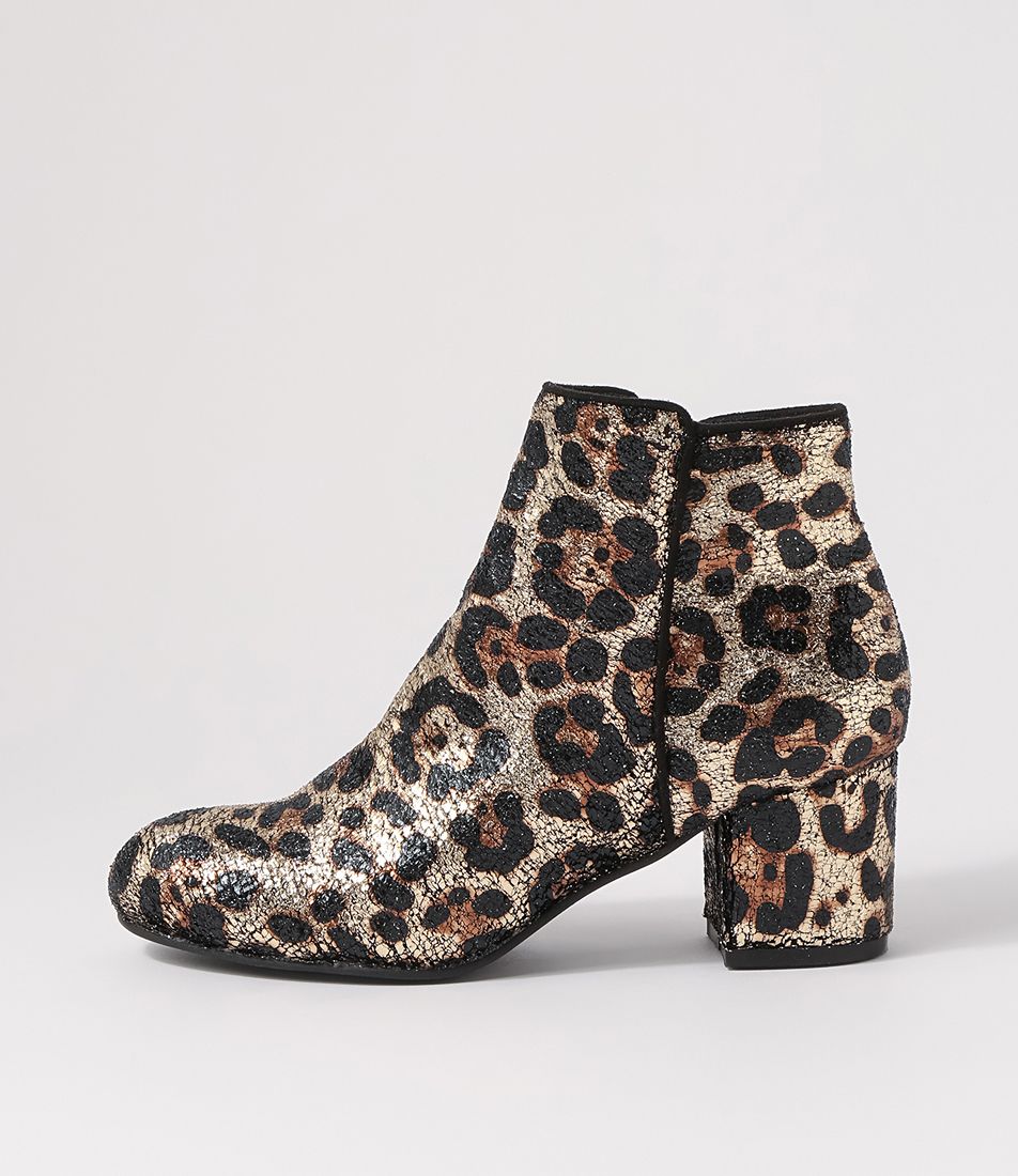 Kanye Gold Leopard Velvet Ankle Boots