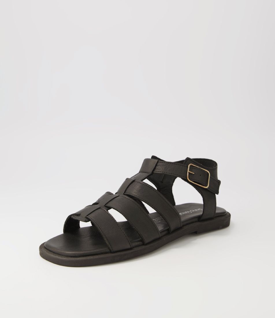 Hashar Black Leather Sandals