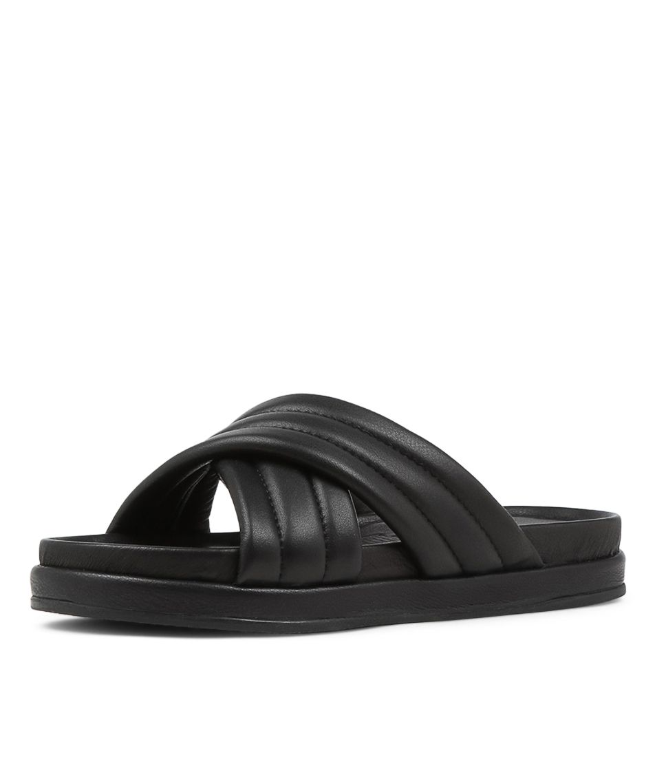 Margo Black Leather Slides