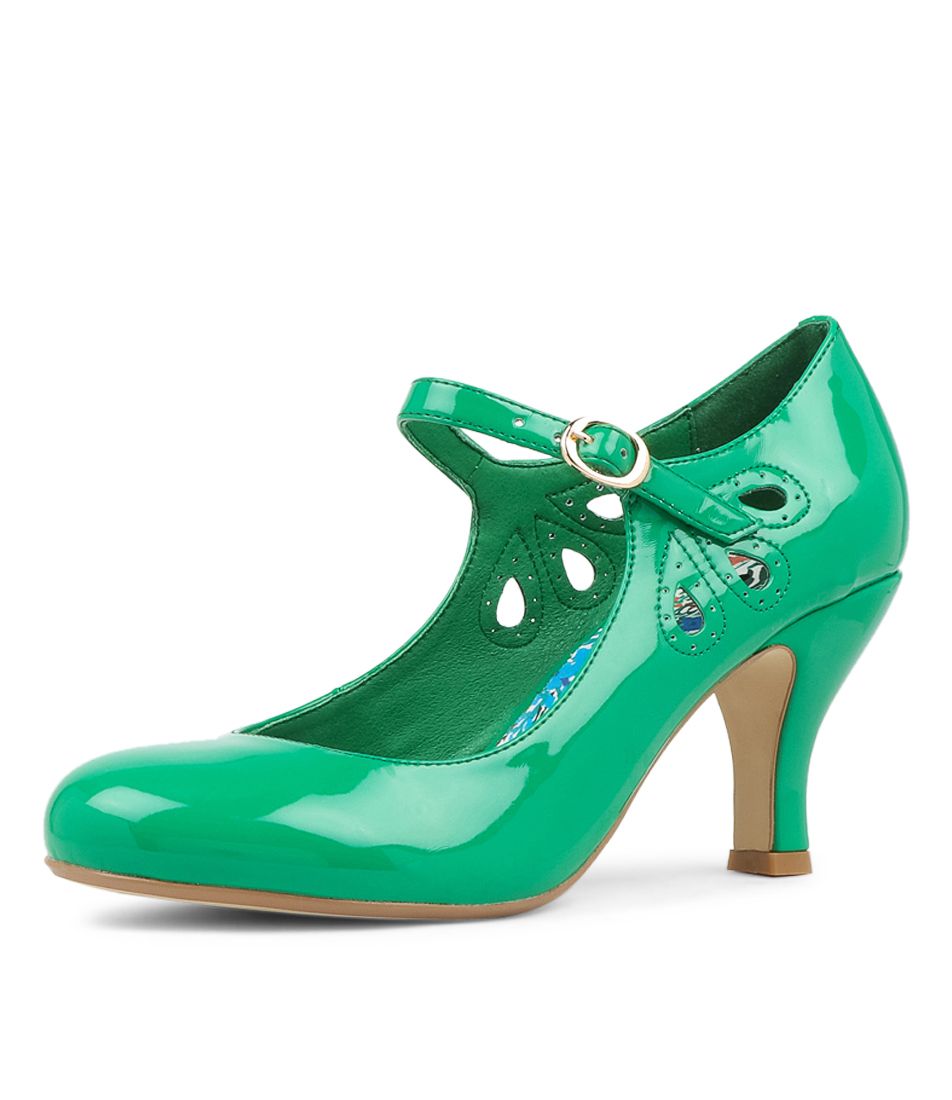 Mendy Green Patent Pu Mary Jane Heels