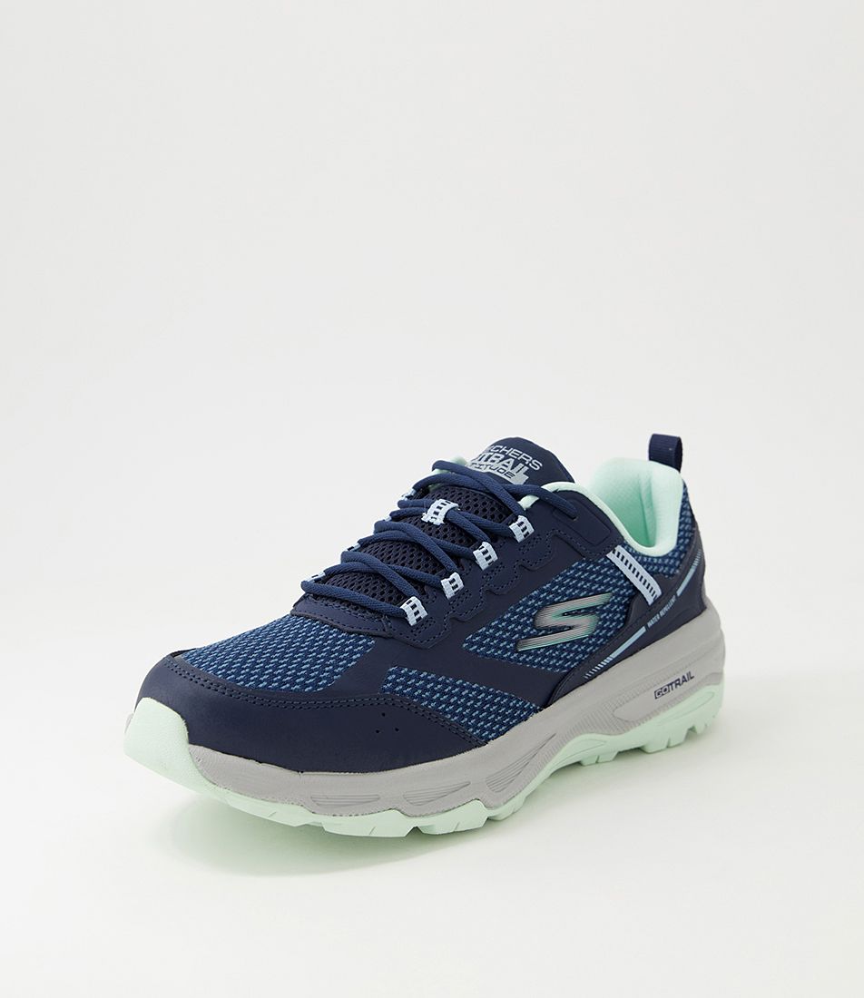 Go Run Trail A Navy Turquoise Leather Sneakers