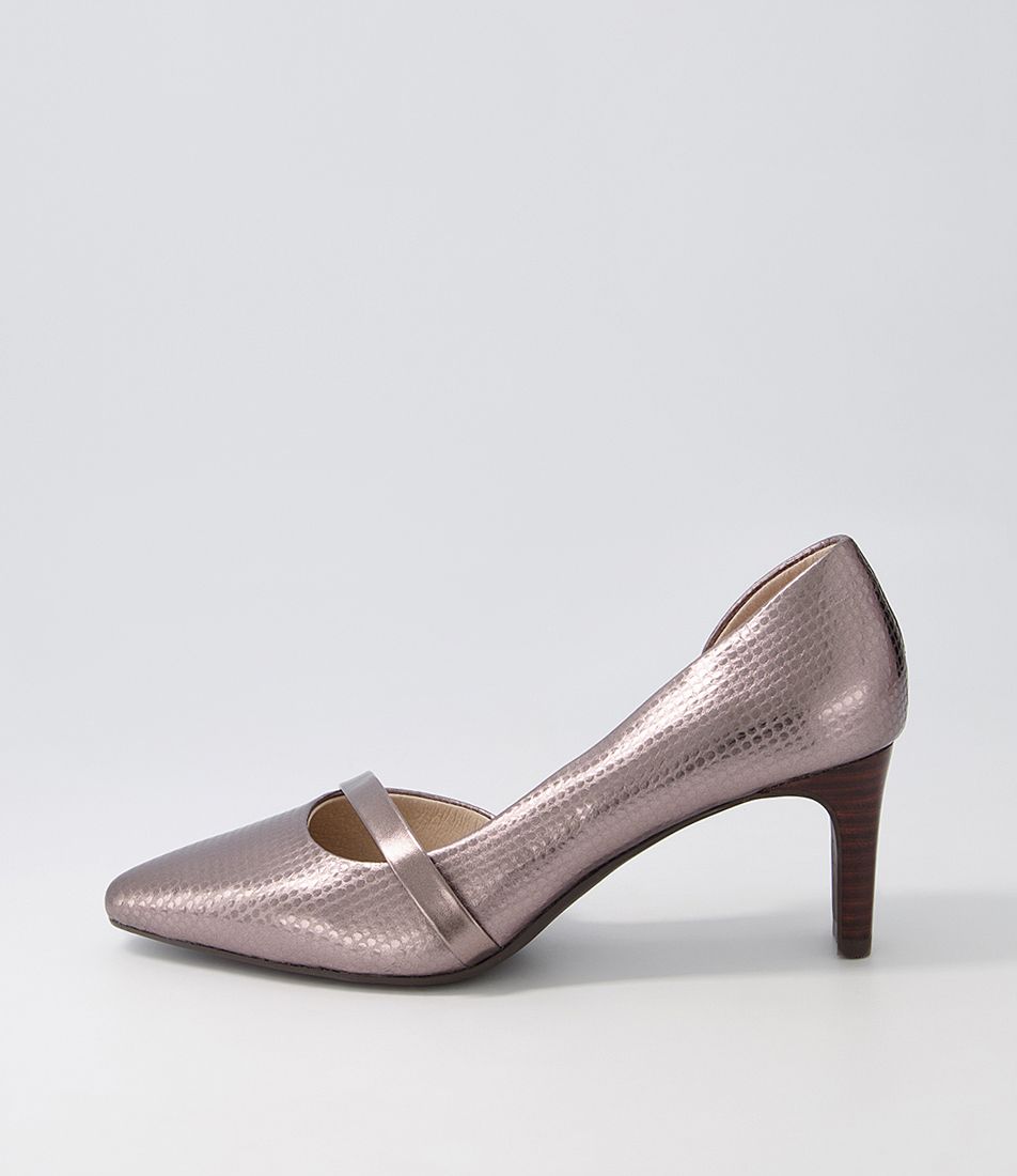 Narda2 Gunmetal Snake Leather Heels