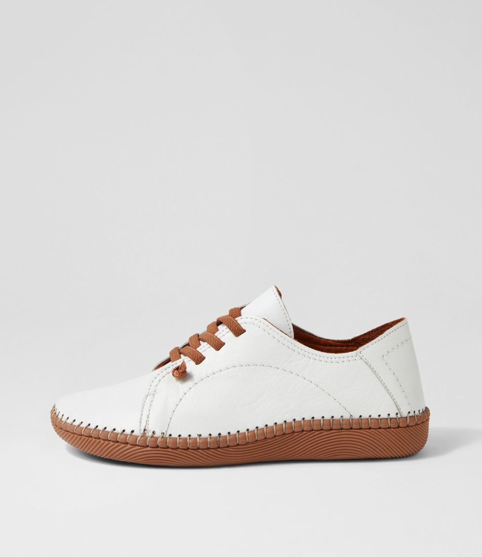 Meros White Leather Flat Shoes