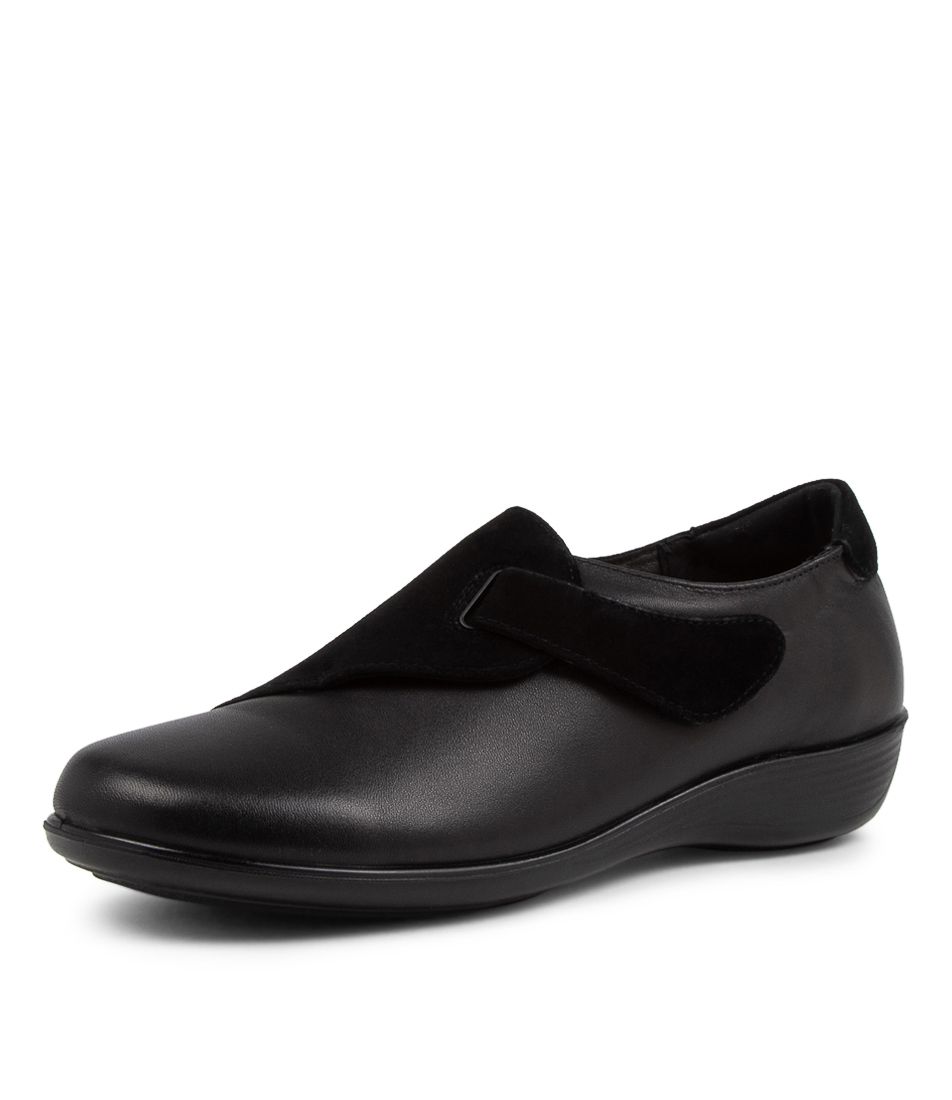 Perspire Black Leather Slip-On Shoes