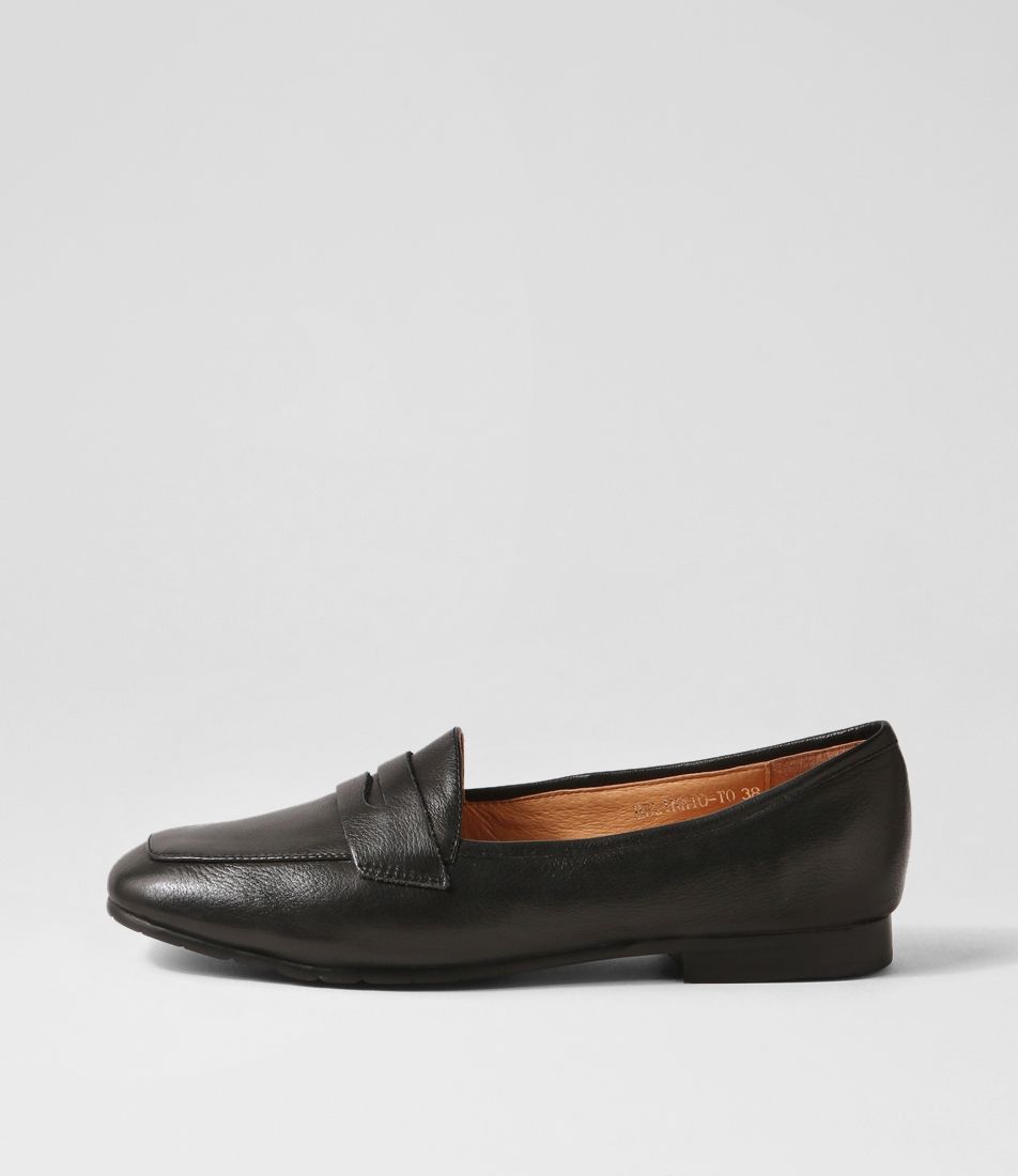 Melinato Black Leather Loafers
