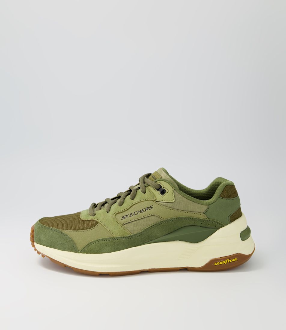 Global Jogger Olive Leather Sneakers