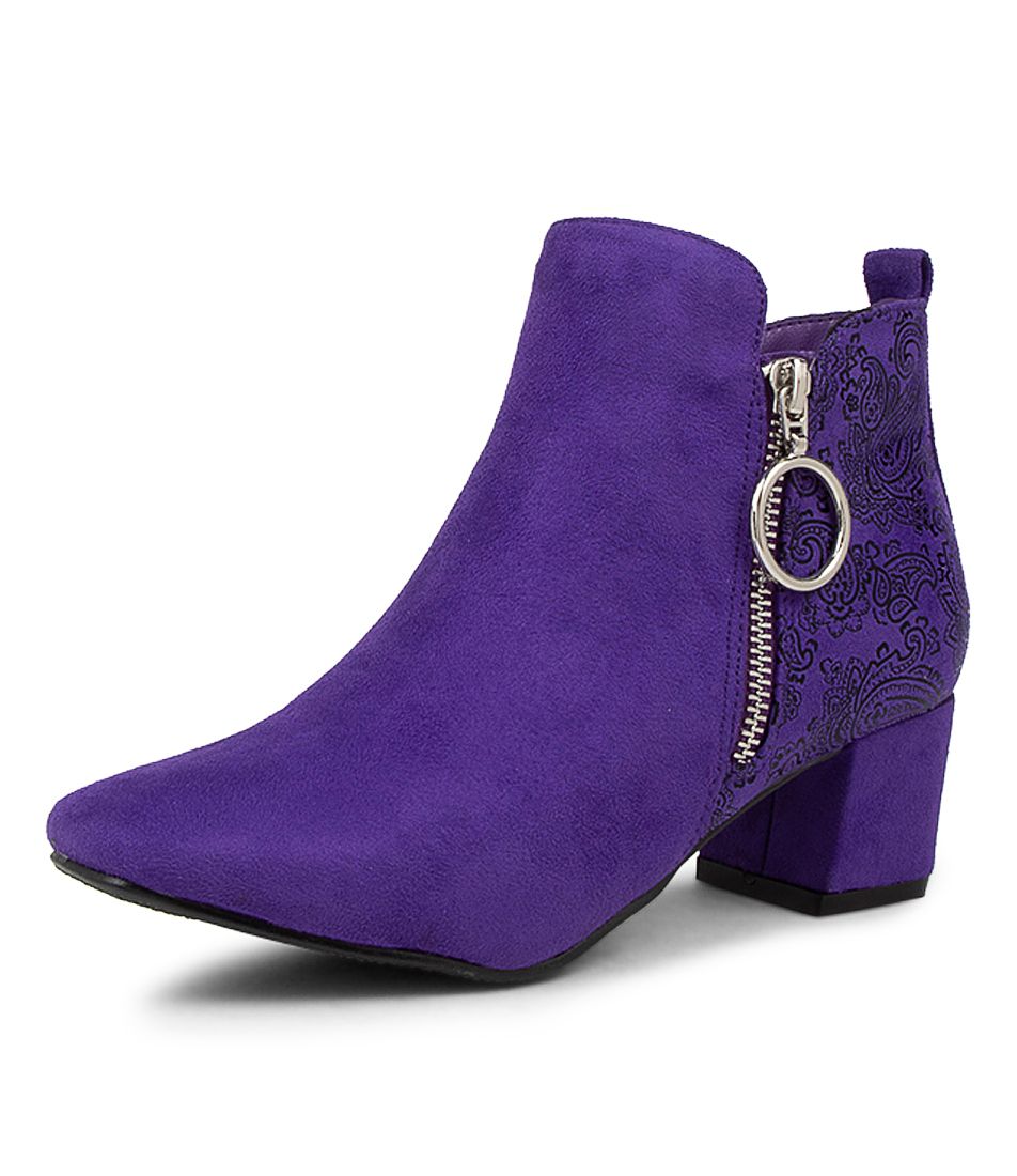 Hesta Purple Microsuede Ankle Boots