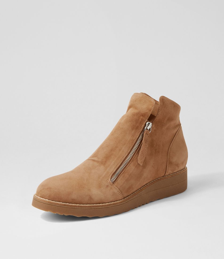 Ohmy Lrg Light Choc Suede Ankle Boots