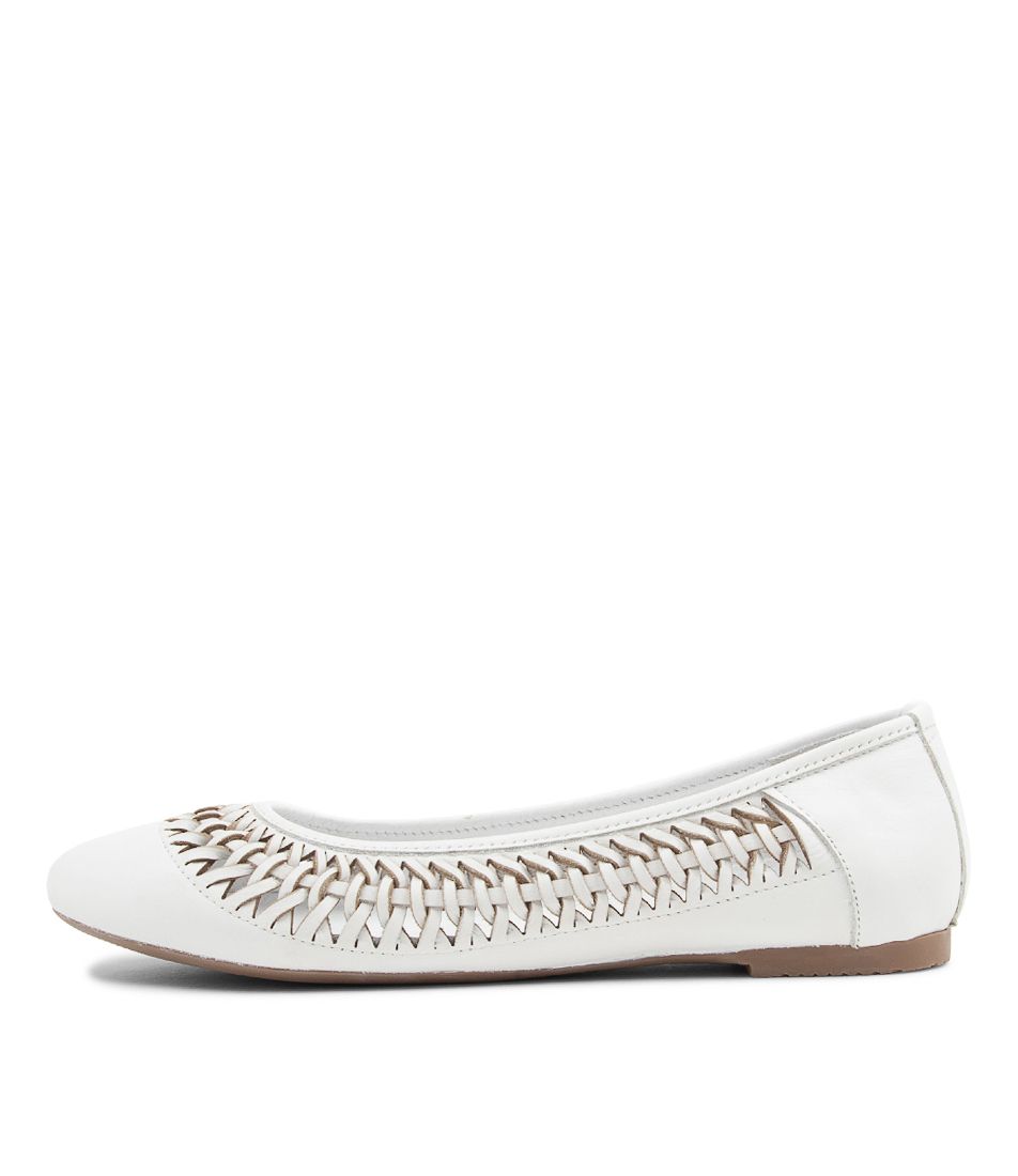 Palmala White Leather Ballets