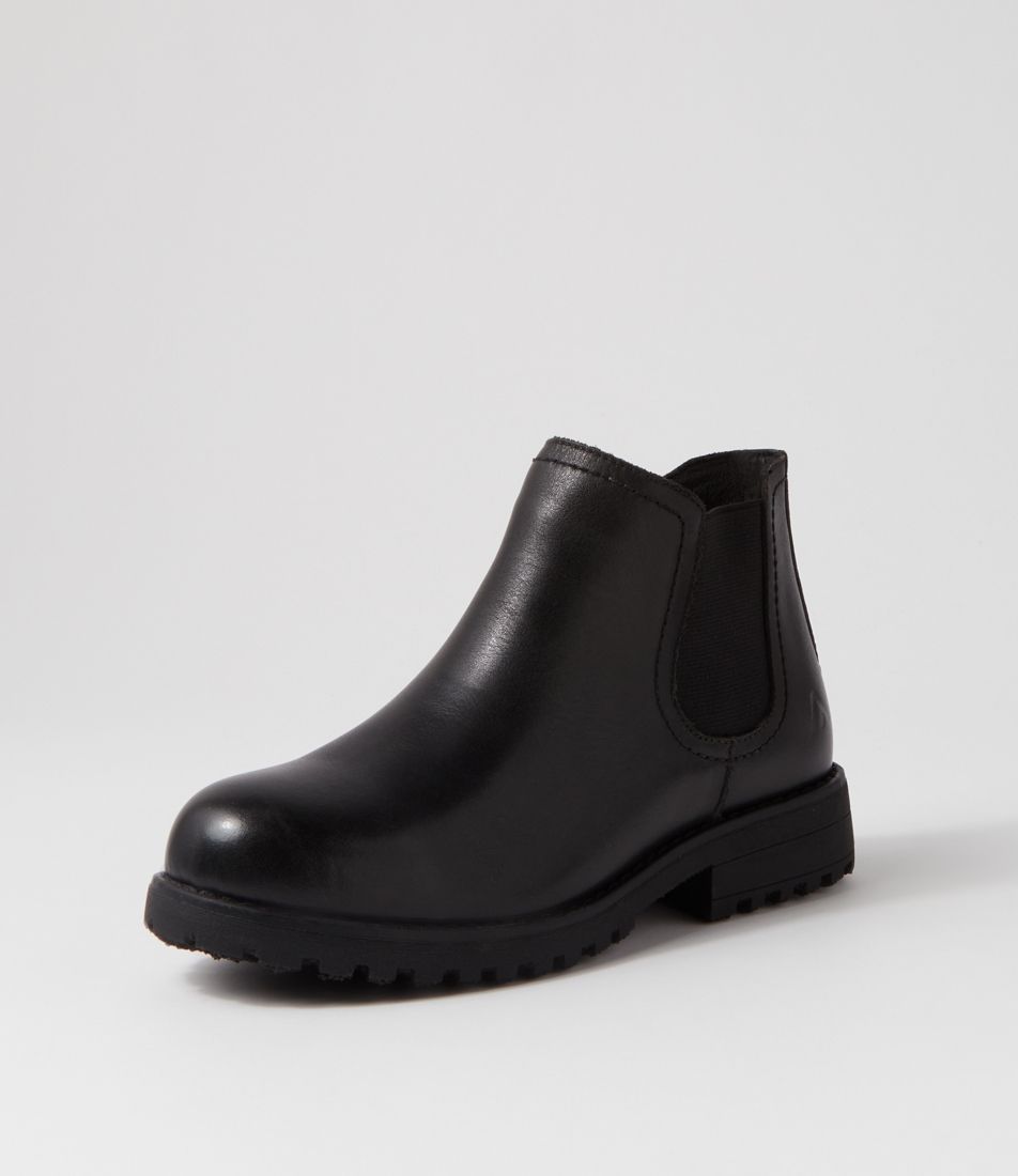 Amo Black Leather Ankle Boots