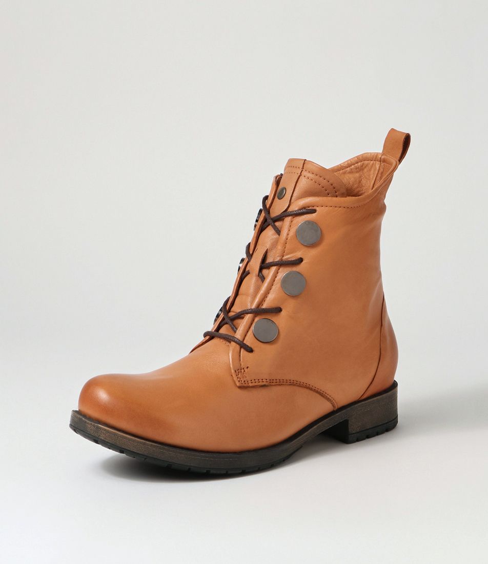 Sanla Tan Leather Lace Up Boots