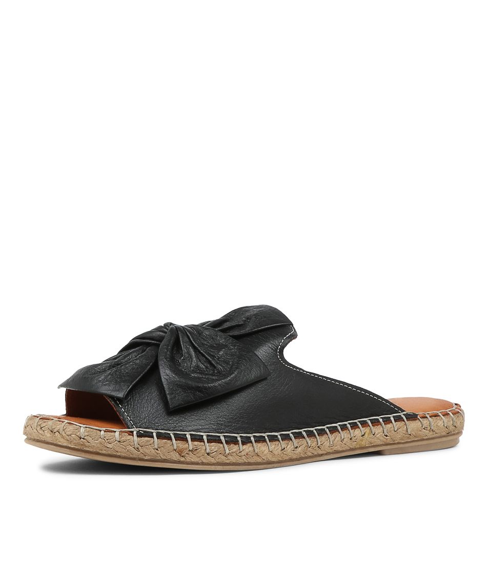 Pecor Black Leather Espadrilles