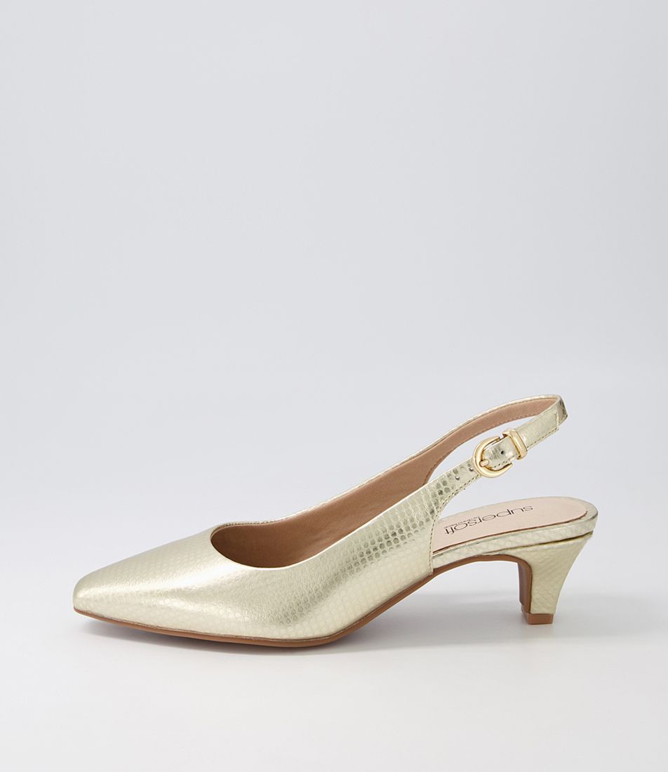 Linden3 Platinum Snake Leather Heels