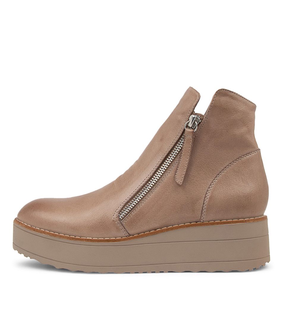 Nene Warm Taupe Leather Ankle Boots TS