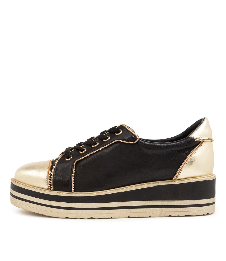 SAUSY TO PALE GOLD BLACK LEATHER