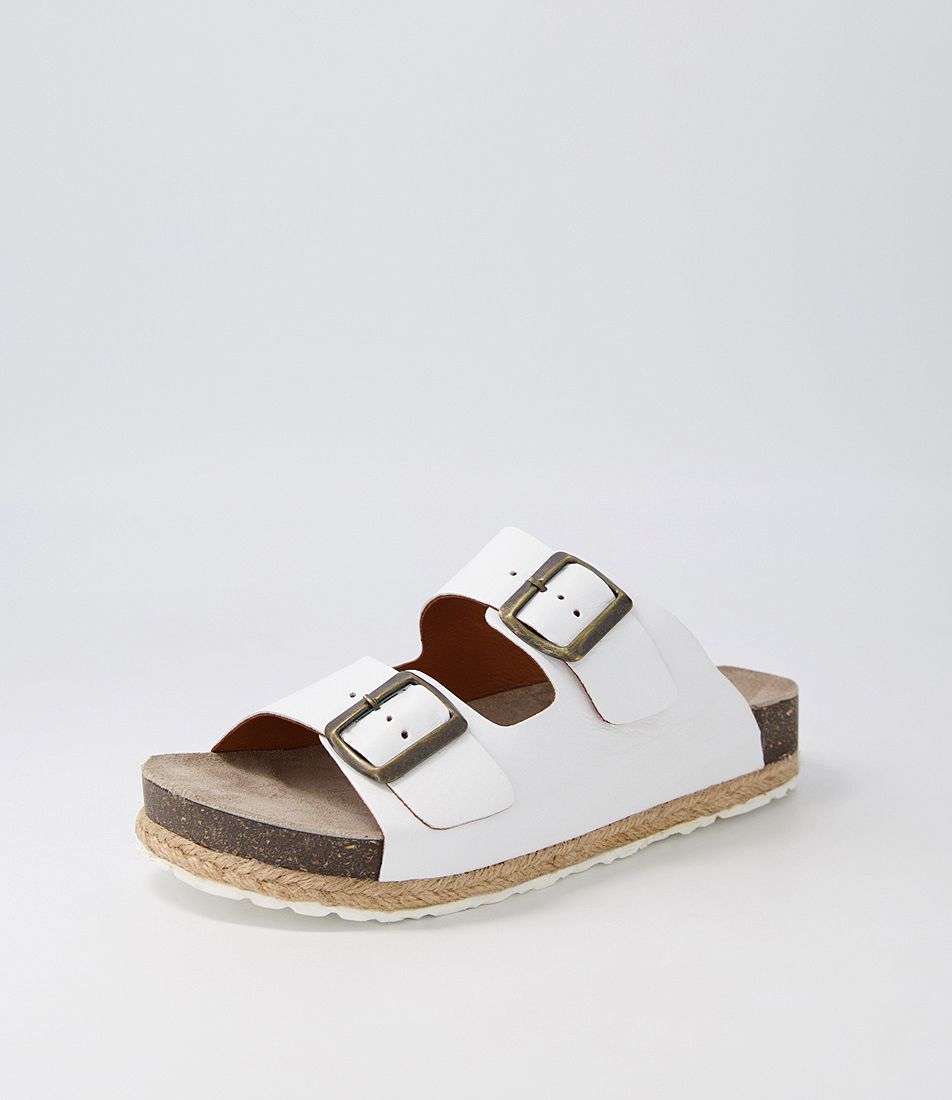 Iwion White Leather Sandals