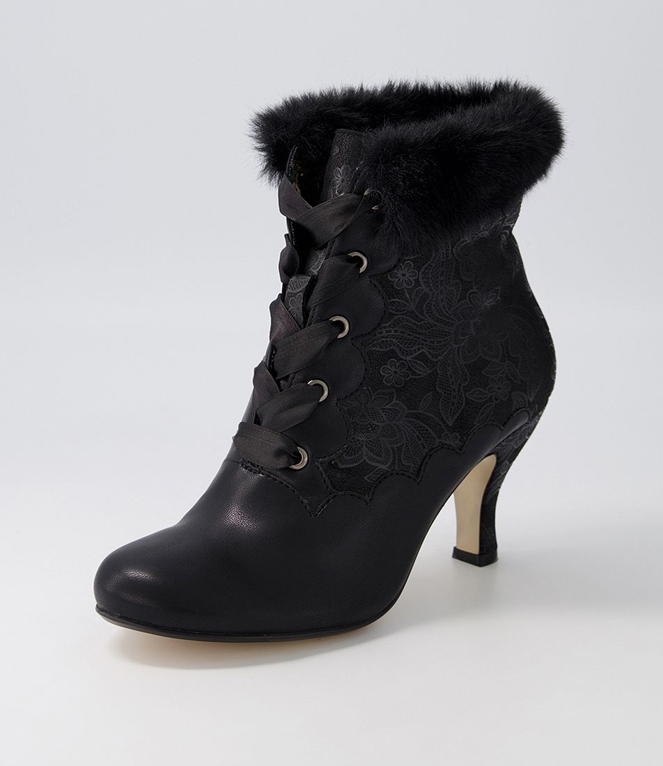 Maryee Black Mix Lace Up Boots