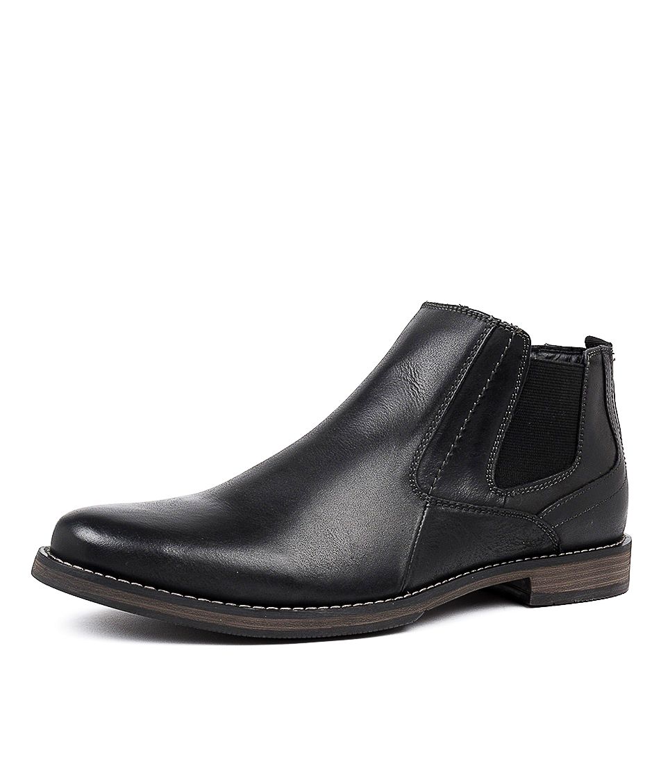 Mills Black Leather Ankle Boots