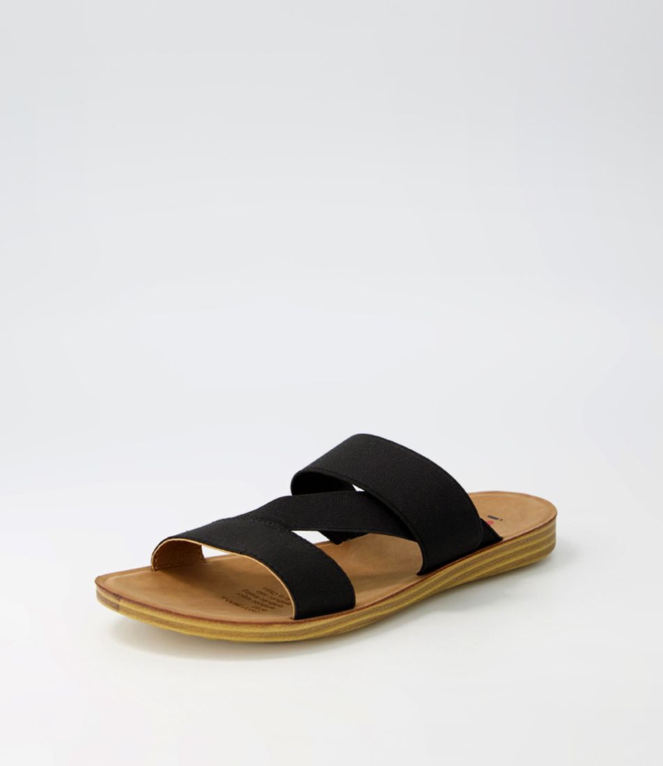 Profondo Black Elastic Slides